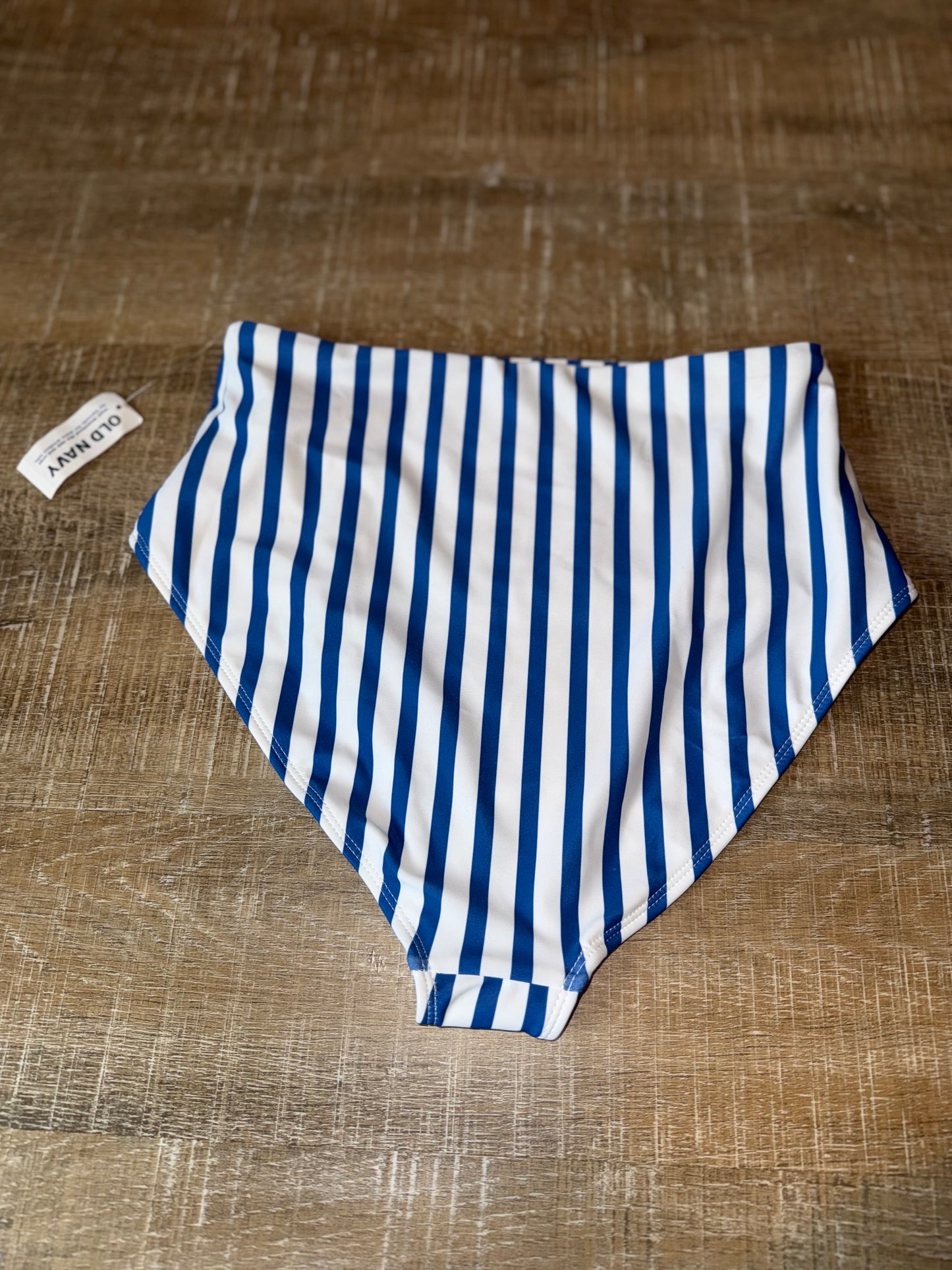 NWT Old Navy (XS) Brand New Blue and White Striped High Waisted Swim Bottoms