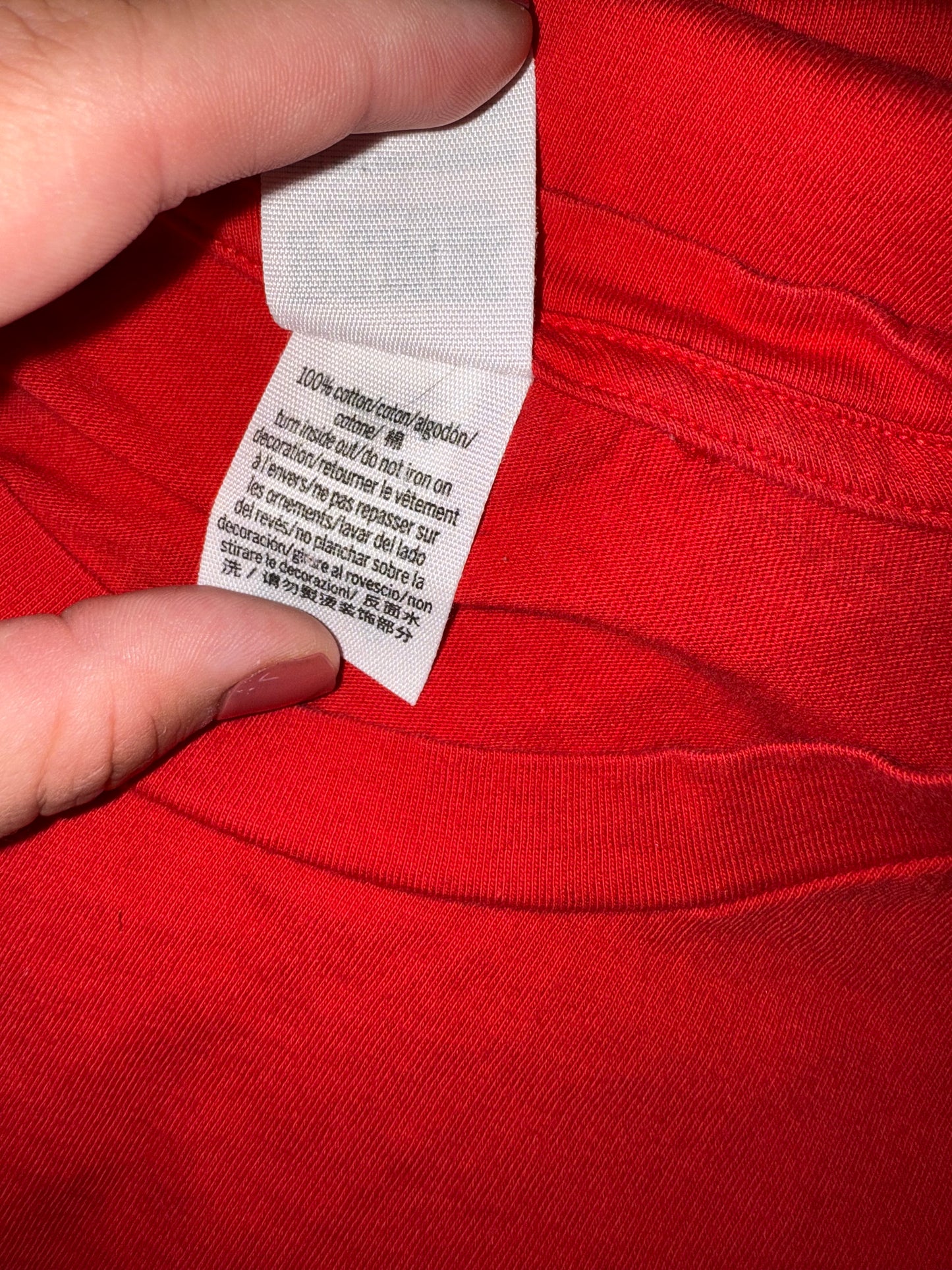 PINK Victoria's Secret (XS) Red Cropped Pocket Tee with Large Plaid Logo on Back