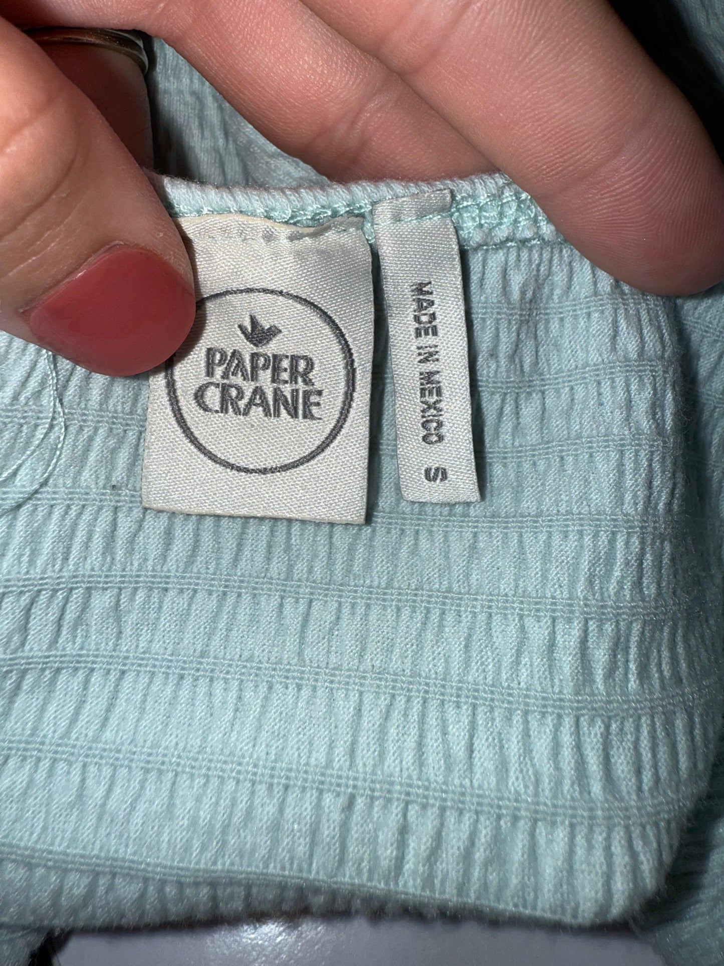 Paper Crane (Small) Blue Textured Cropped Tank Top