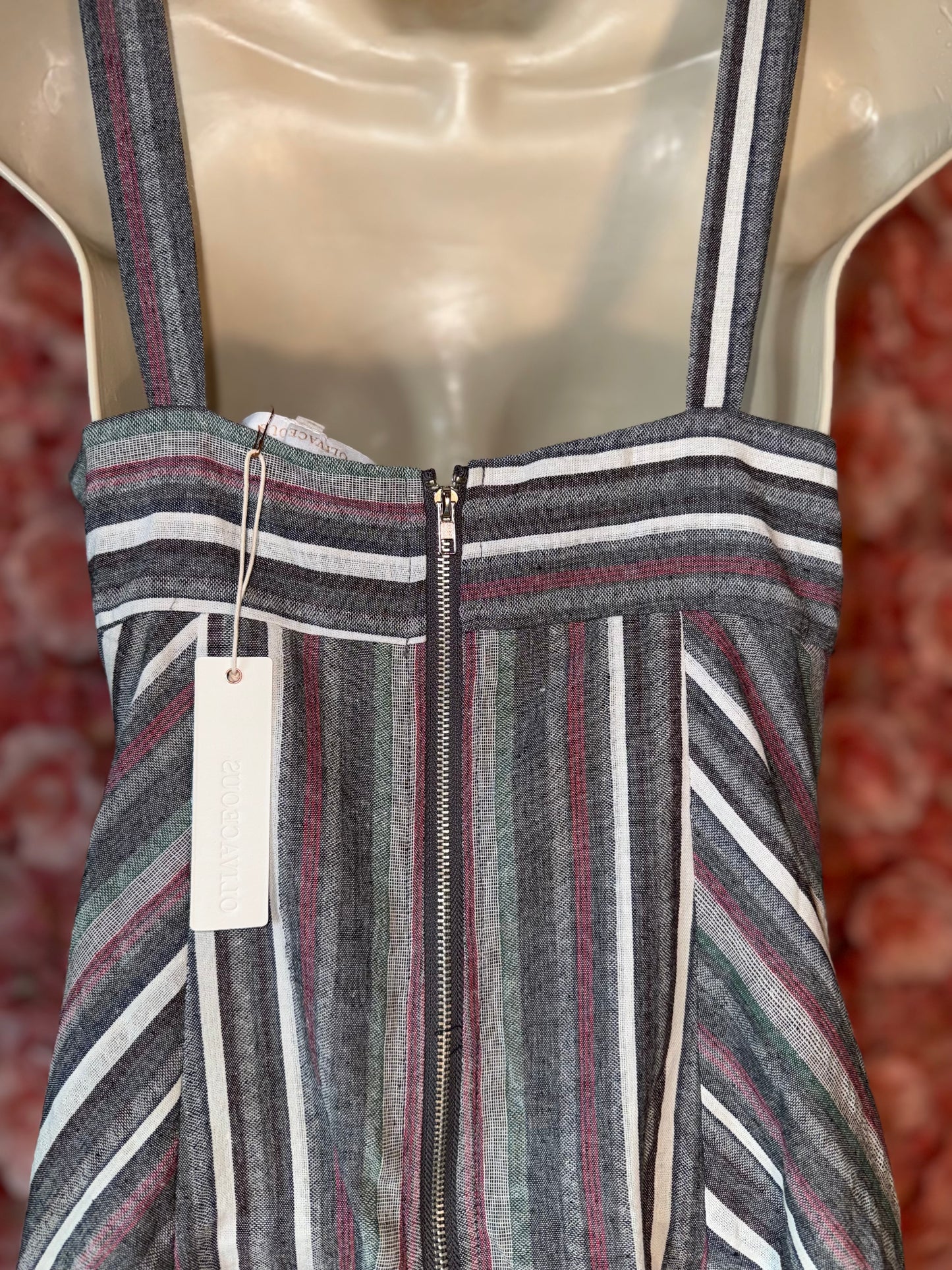 NWT Olivaceous (Small) Brand New Linen Striped Sleeveless Dress