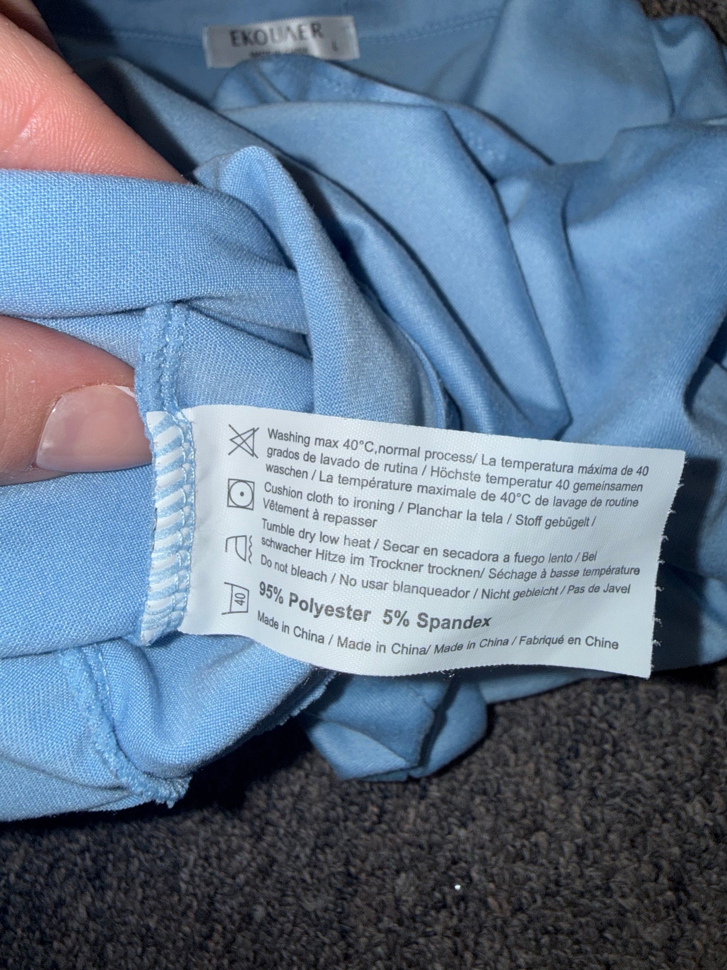 Ekouaer (Large) Blue Button Up & Shorts PJ Set