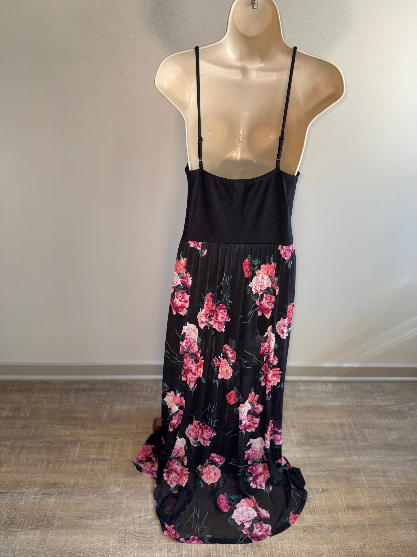 Charlotte Russe (Medium) Black Floral Romper Dress