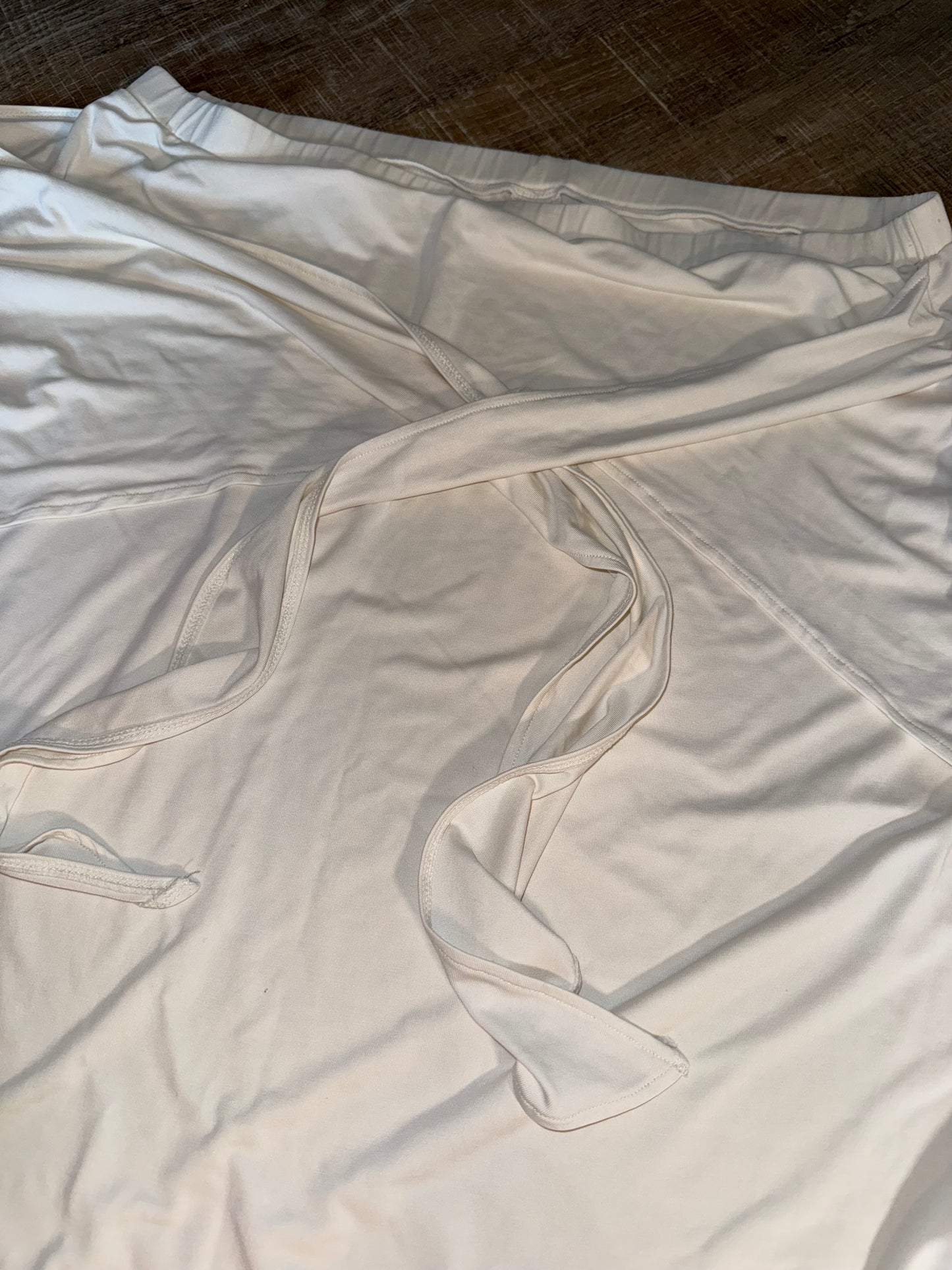 Buff Bunny (XXL) White Tied Maxi Skirt with Large Open Slit