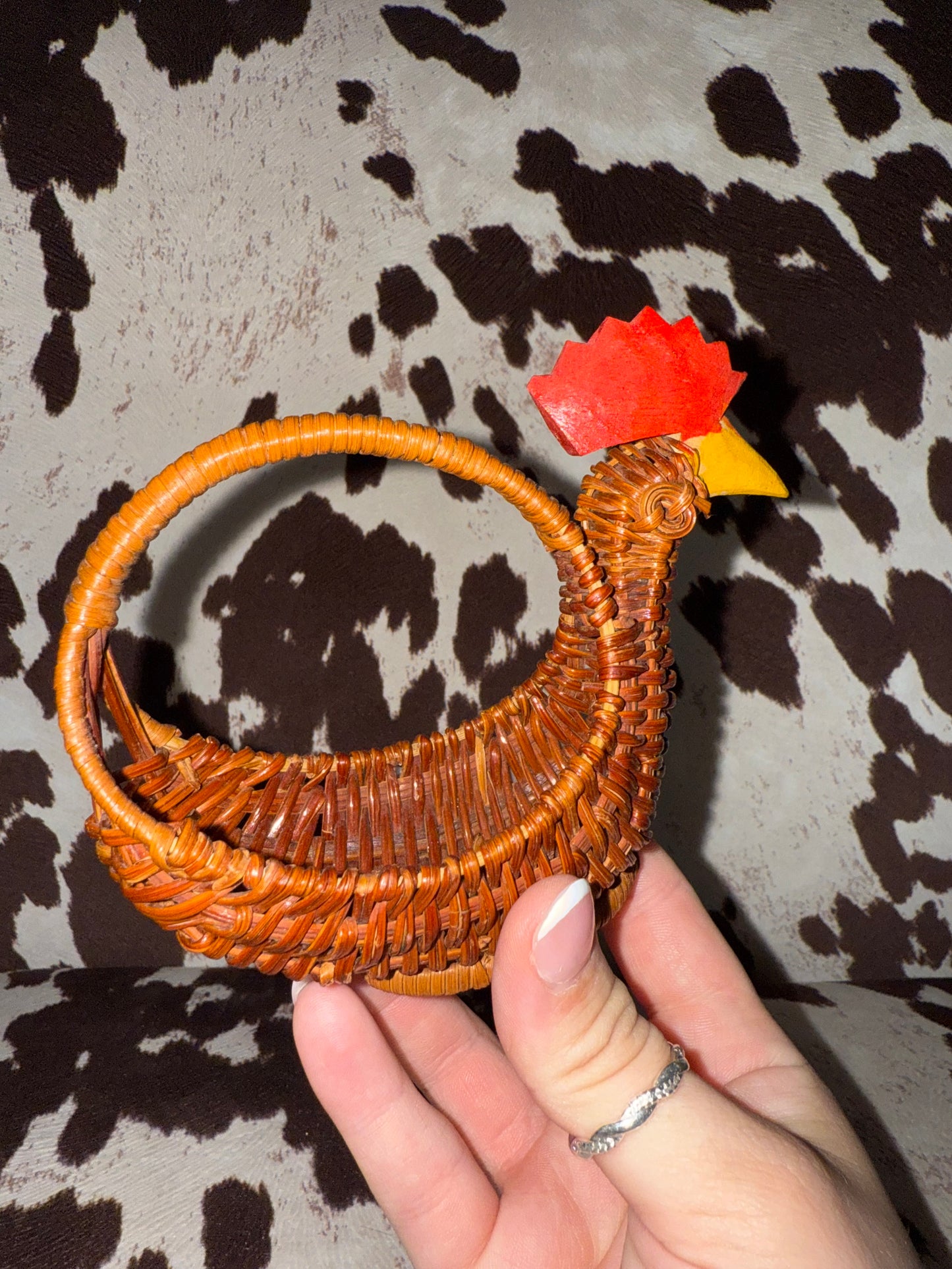 Vintage Wicker Small Rooster Basket