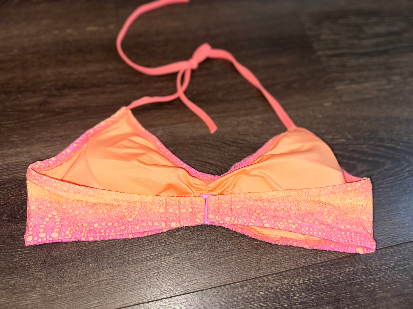Victoria's Secret (Large) Pink//Orange Ombre Pointelle Bikini Top Swimwear