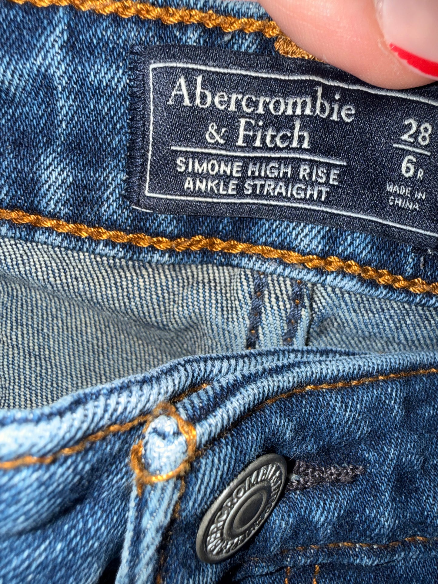 Abercrombie & Fitch (6) Distressed Simone High Rise Ankle Straight Jeans