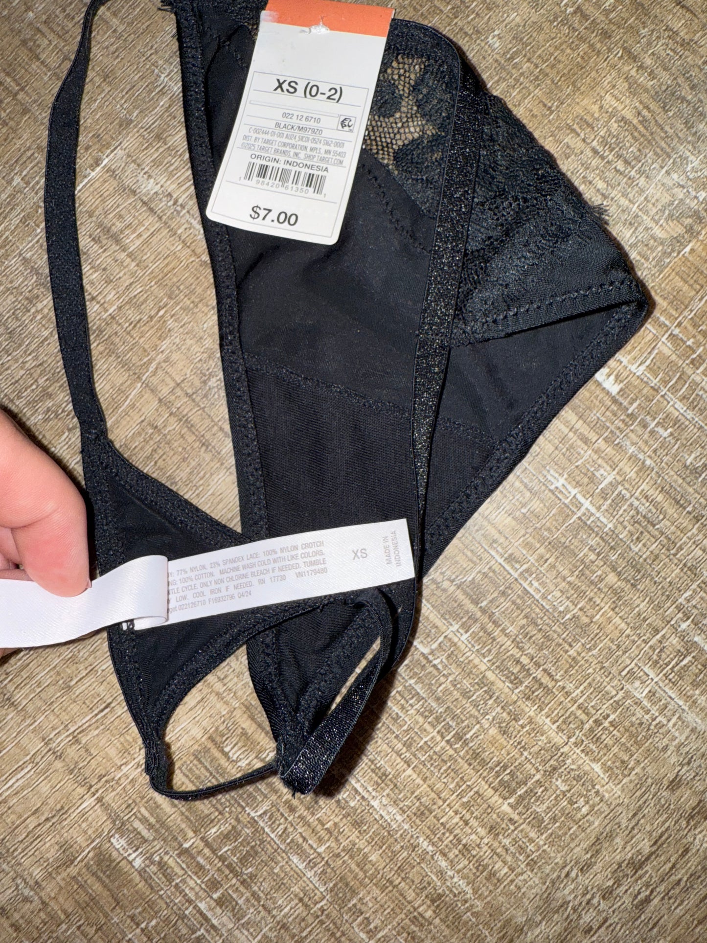 NWT Auden (XS) Brand New Black Lace Thong Style Undies
