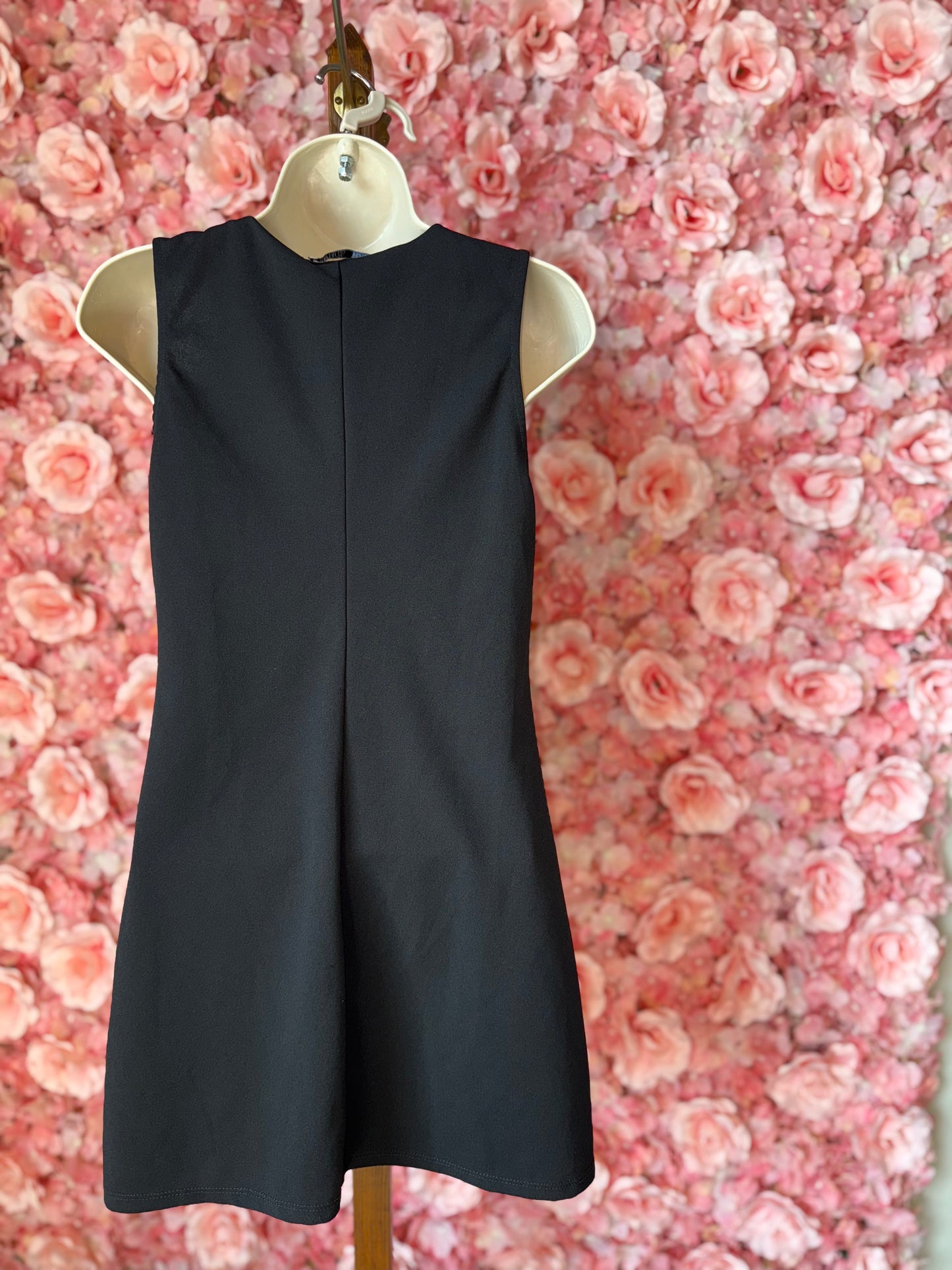 Zara (Small) Black Midi Formal Sleeveless Dress with Lined Back