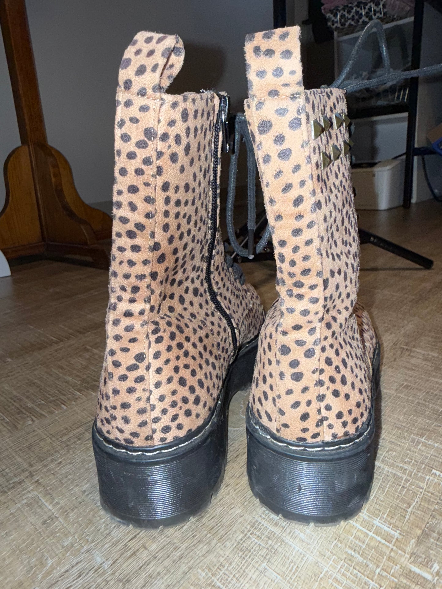 Unionbay (8) Neutral Cheetah Print Combat Platform Boots