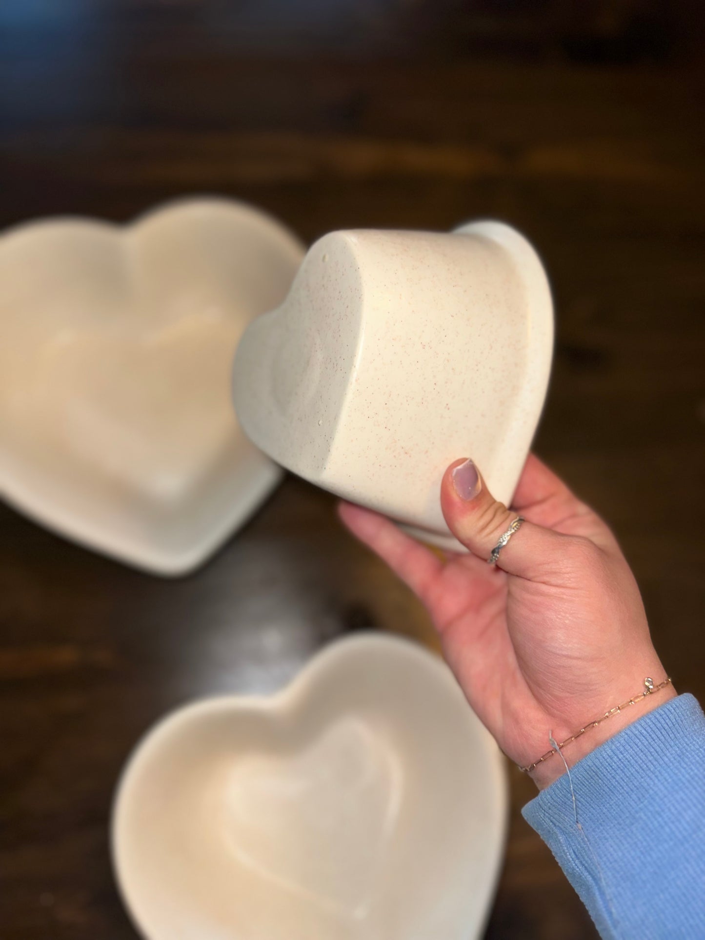 3 Piece Stoneware Heart Dishes
