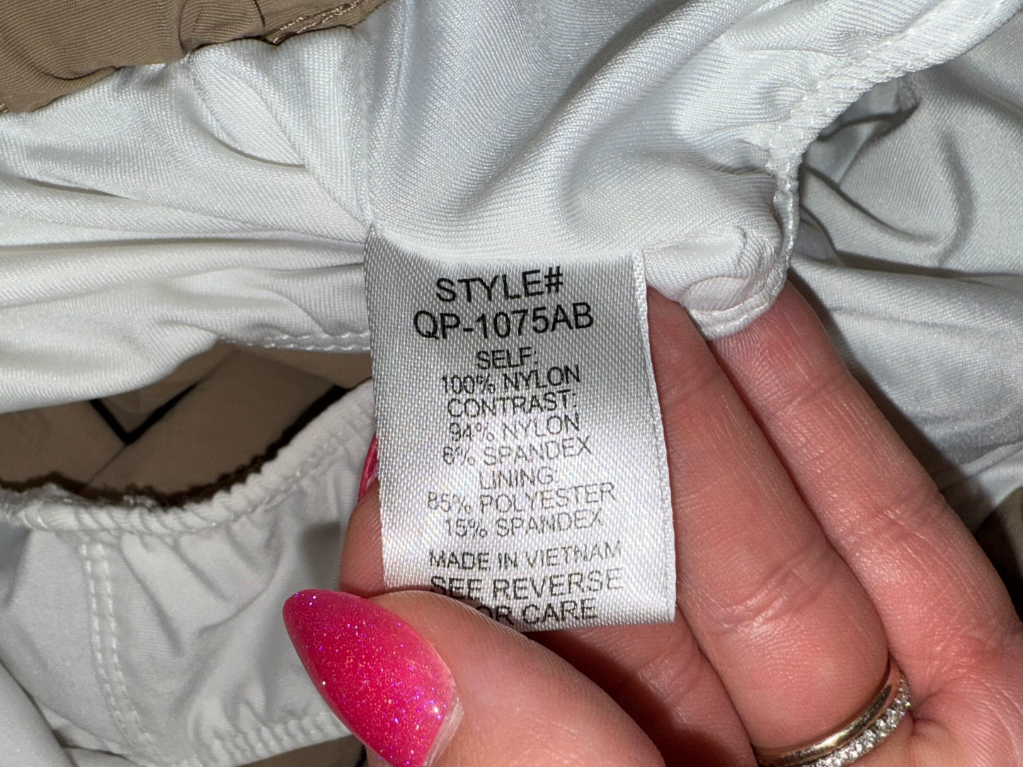 Zenana (XL) Tan Windbreaker Shorts with Smocked Waist