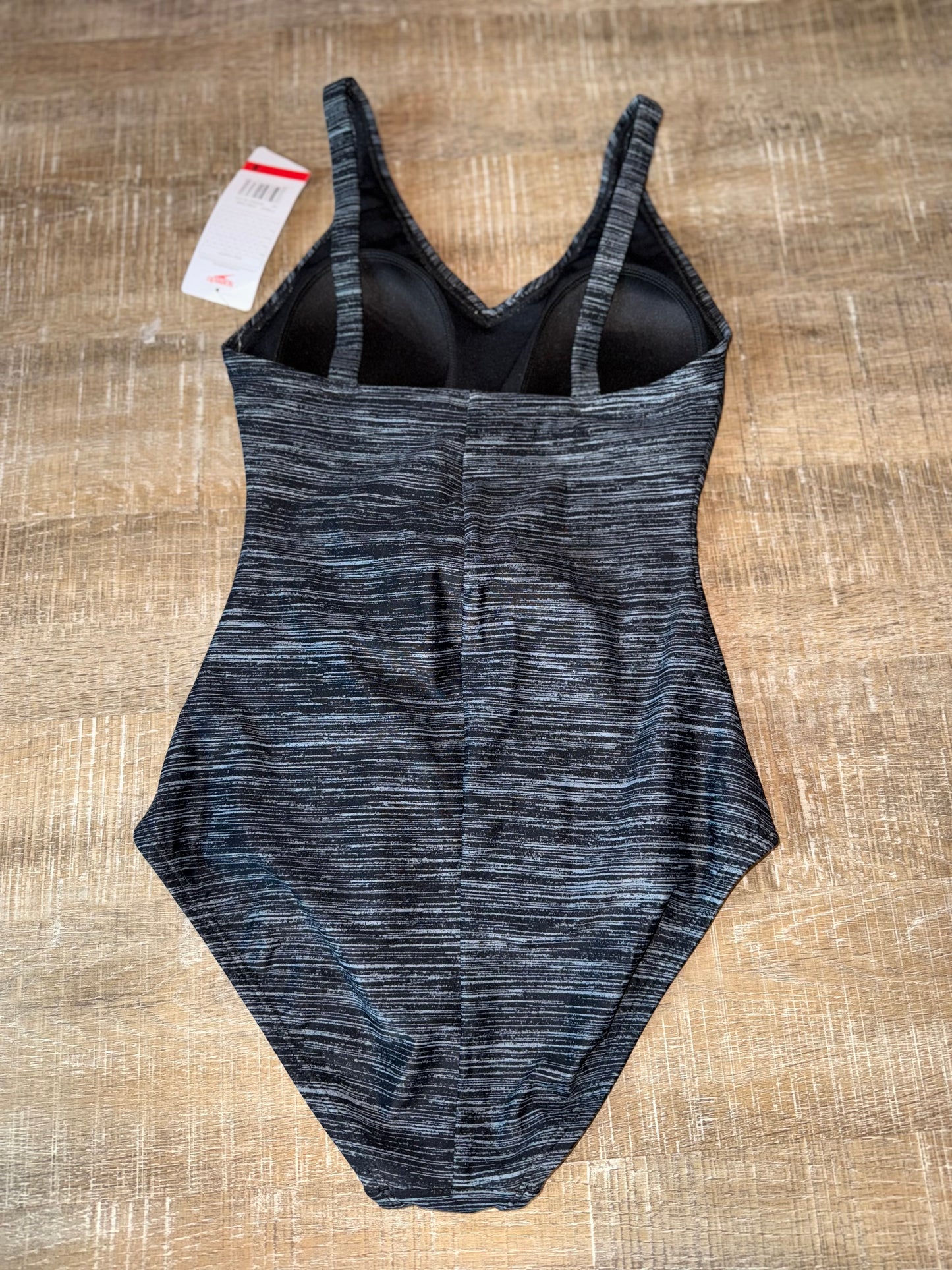 NWT Speedo (8) Brand New Black//Grey One Piece Swimsuit