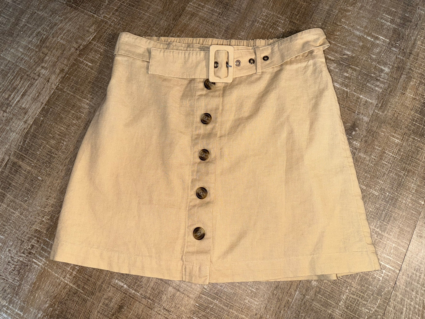 American Eagle (Small) Tan Linen Button Up Skirt