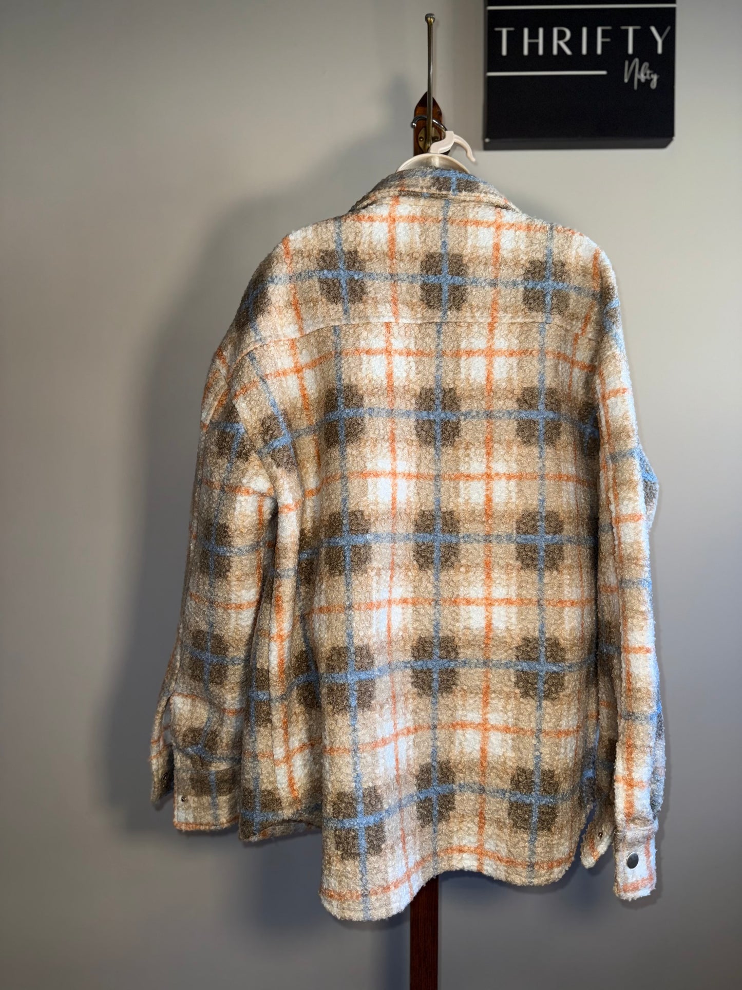 Dance & Marvel (Large) Neutral Plaid Shacket Coat
