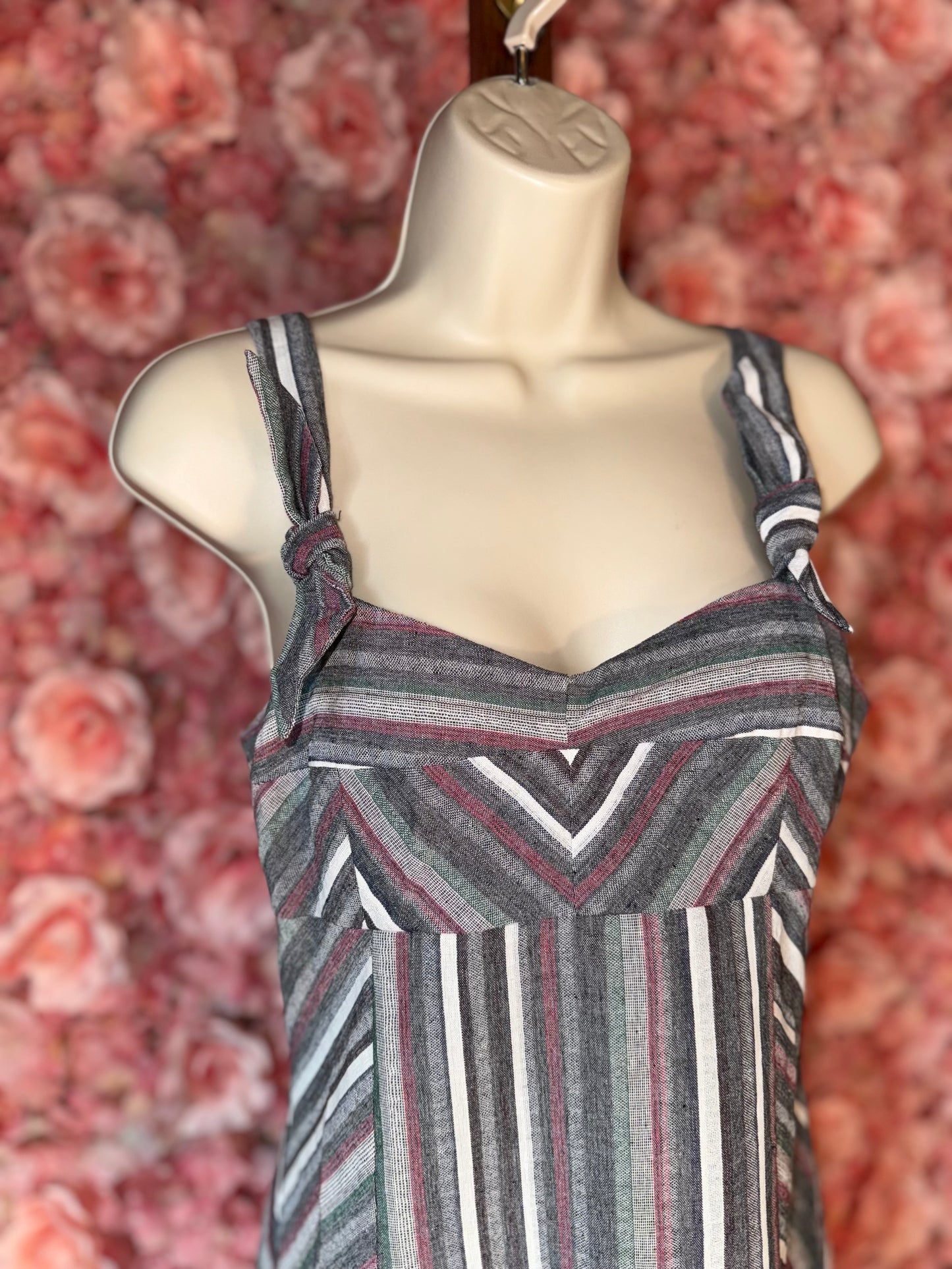 NWT Olivaceous (Small) Brand New Linen Striped Sleeveless Dress