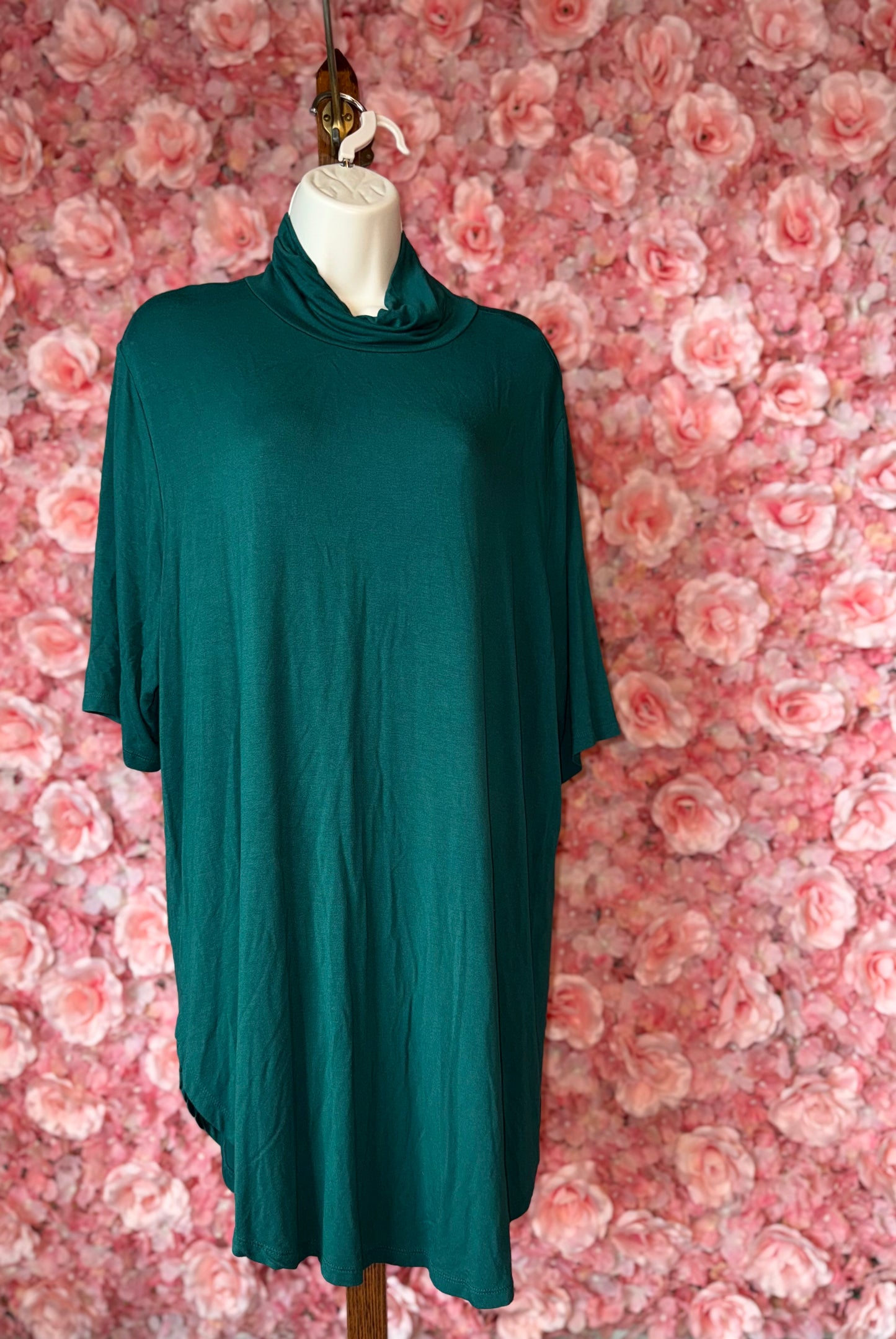 Torrid (3) Green Super Soft Knits Turtleneck Short Sleeve Blouse