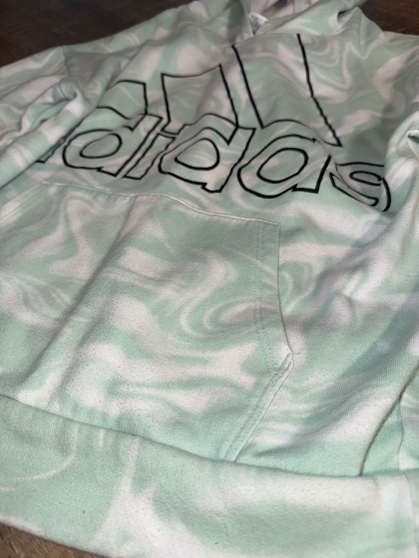 adidas (Medium (10-12)) Blue//White Swirl Pattern Kids Hoodie