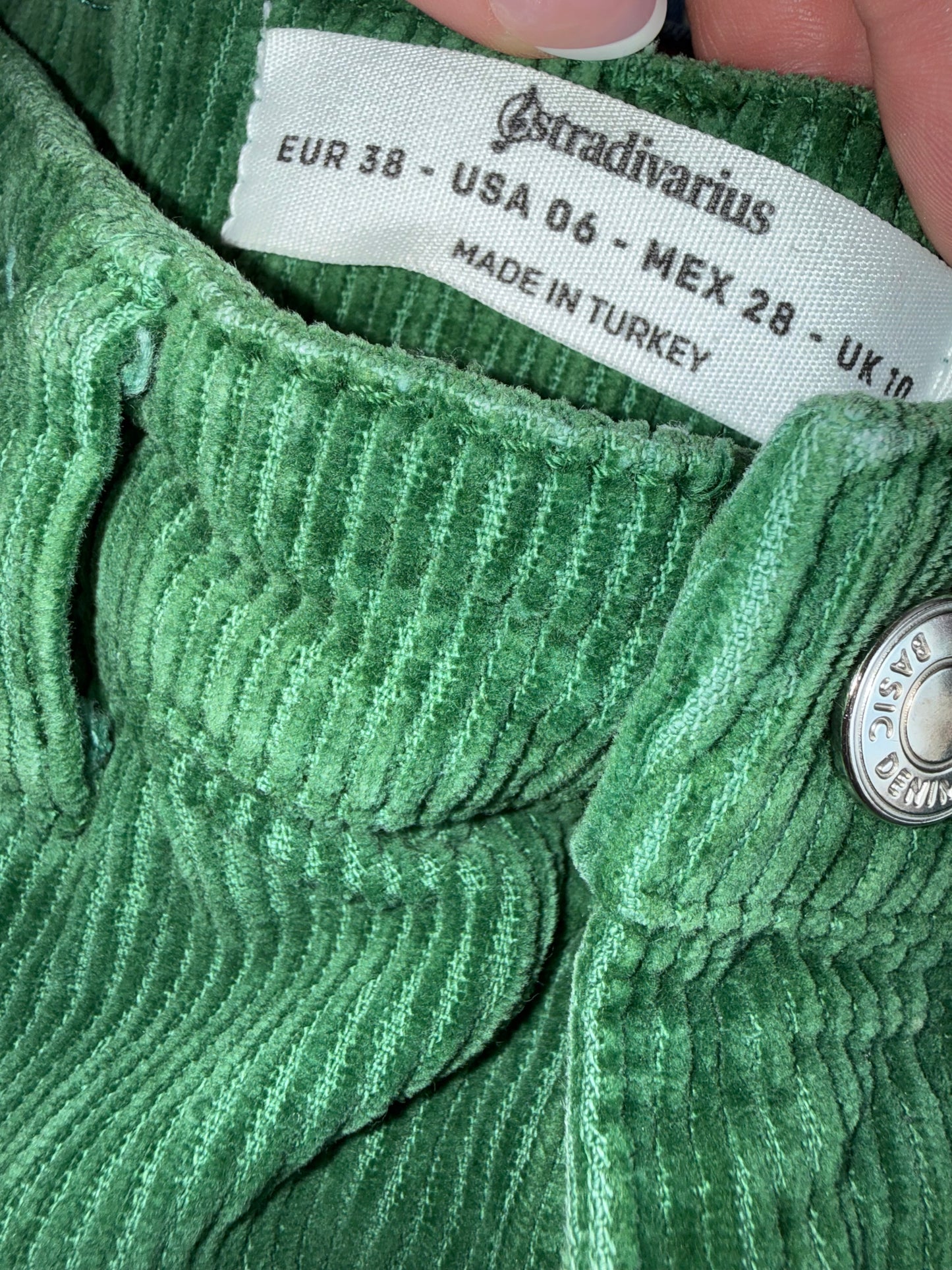 Stradivarius (6) Green Corduroy Straight Leg Pants