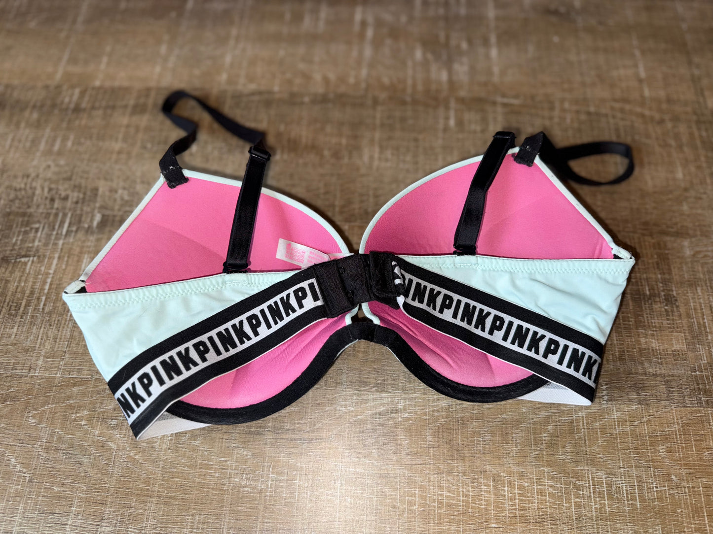PINK Victoria's Secret (34D) Blue Wear Everywhere Super Push Up Bra