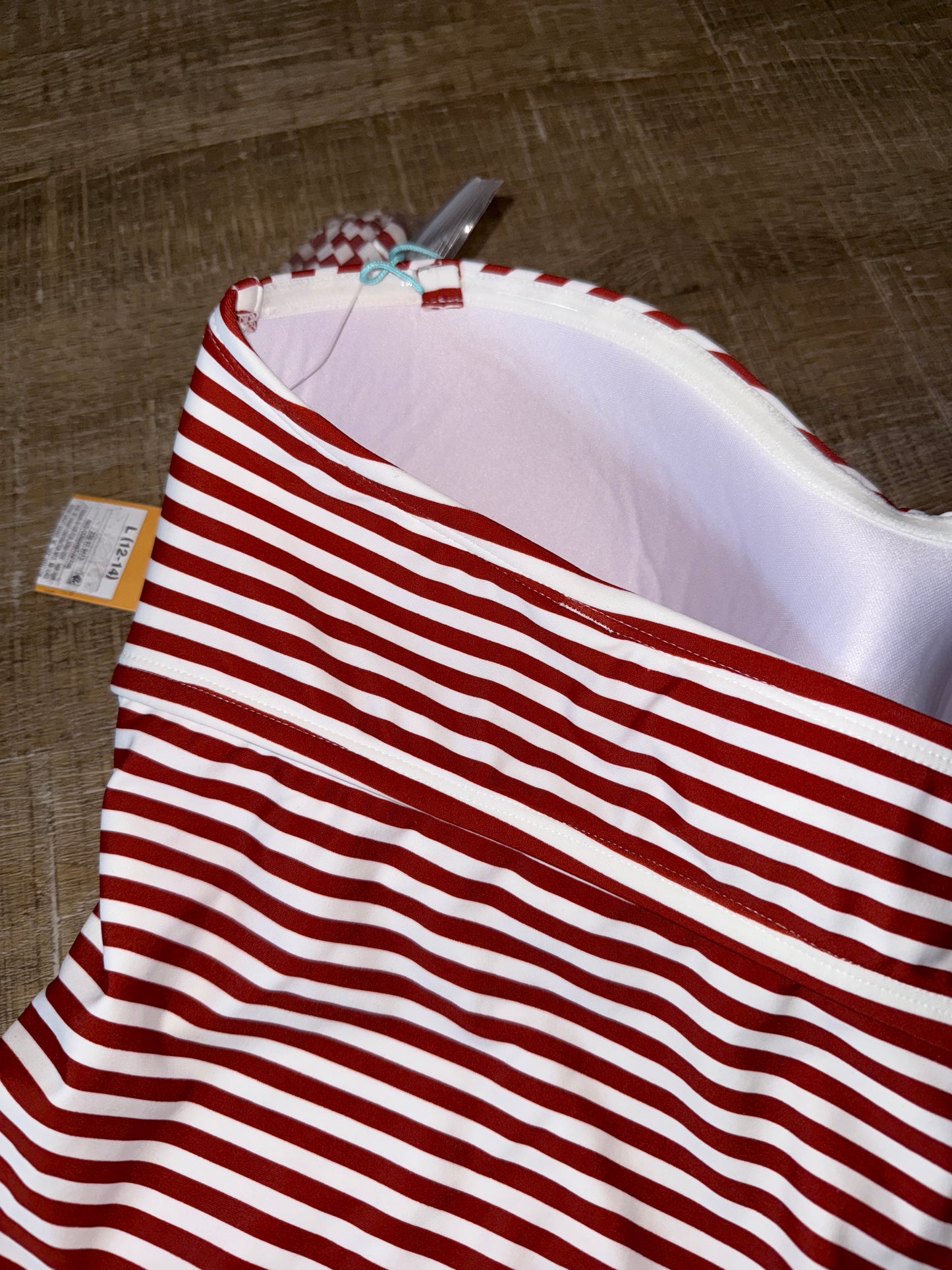 NWT Kona Sol (Large) Brand New Brown/White Striped Strapless One Piece Swimsuit