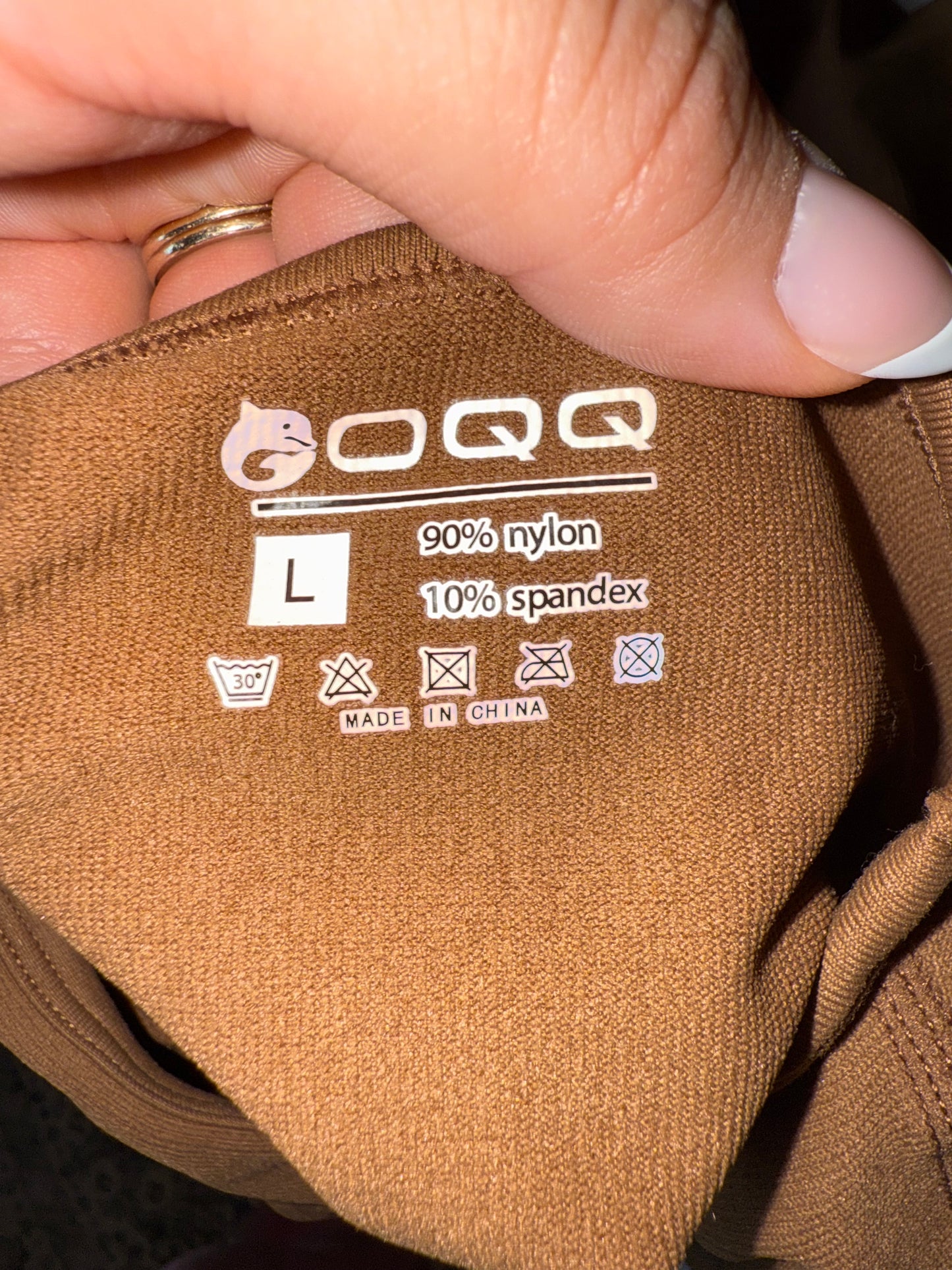 OQQ (Large) Brown Long Sleeve Bodysuit with Square Neck