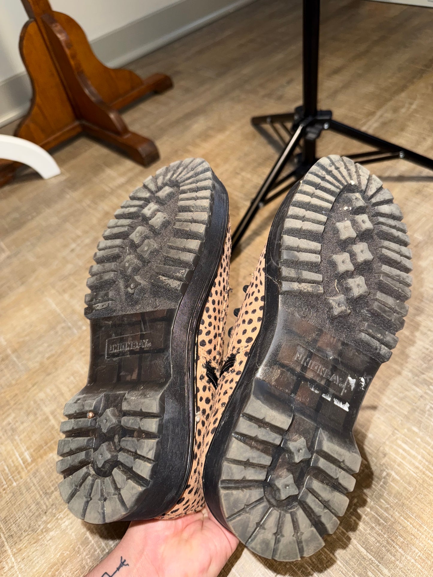 Unionbay (8) Neutral Cheetah Print Combat Platform Boots
