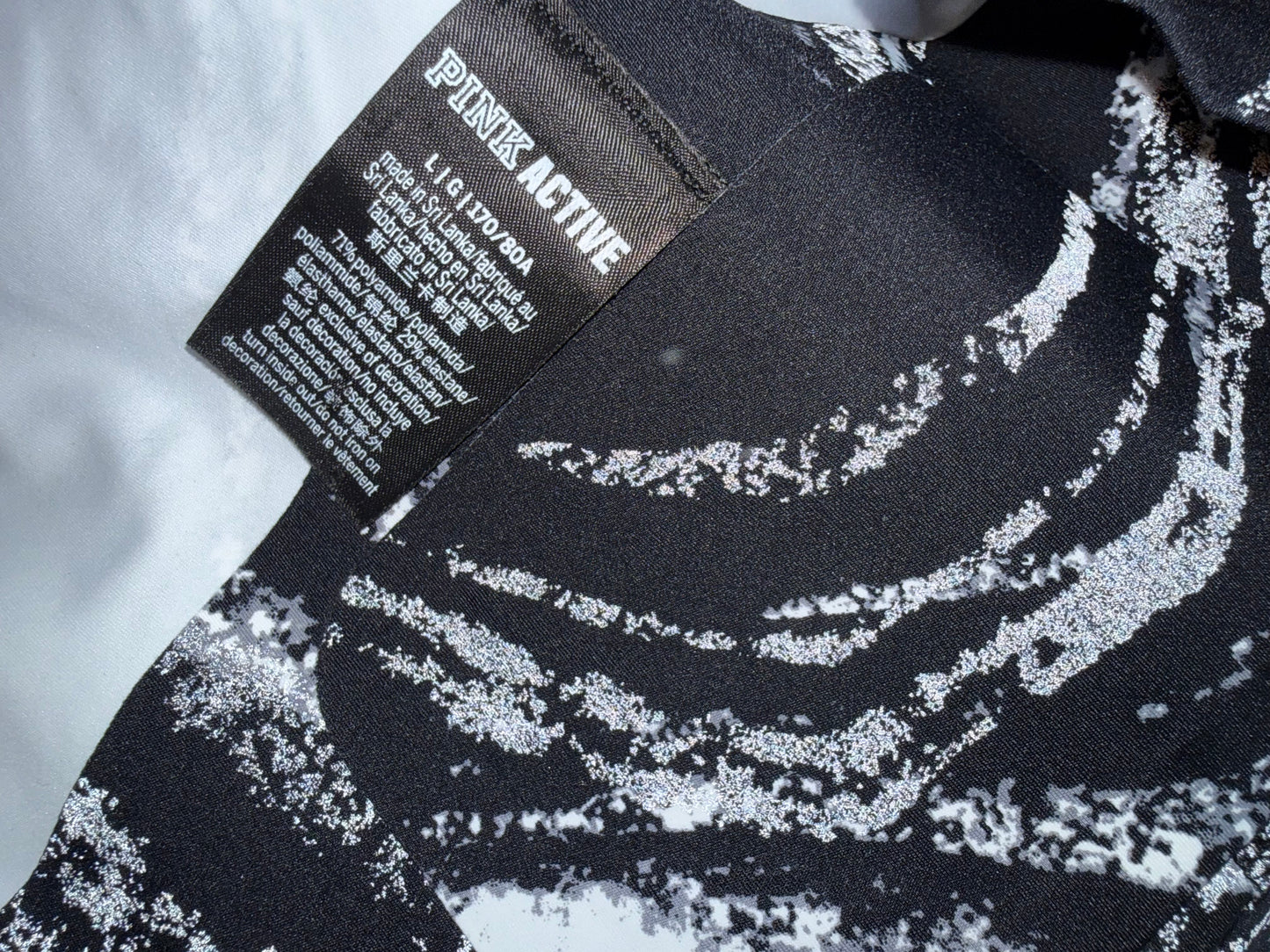 PINK Active (Large) Black and Grey Swirl Pattern Leggings