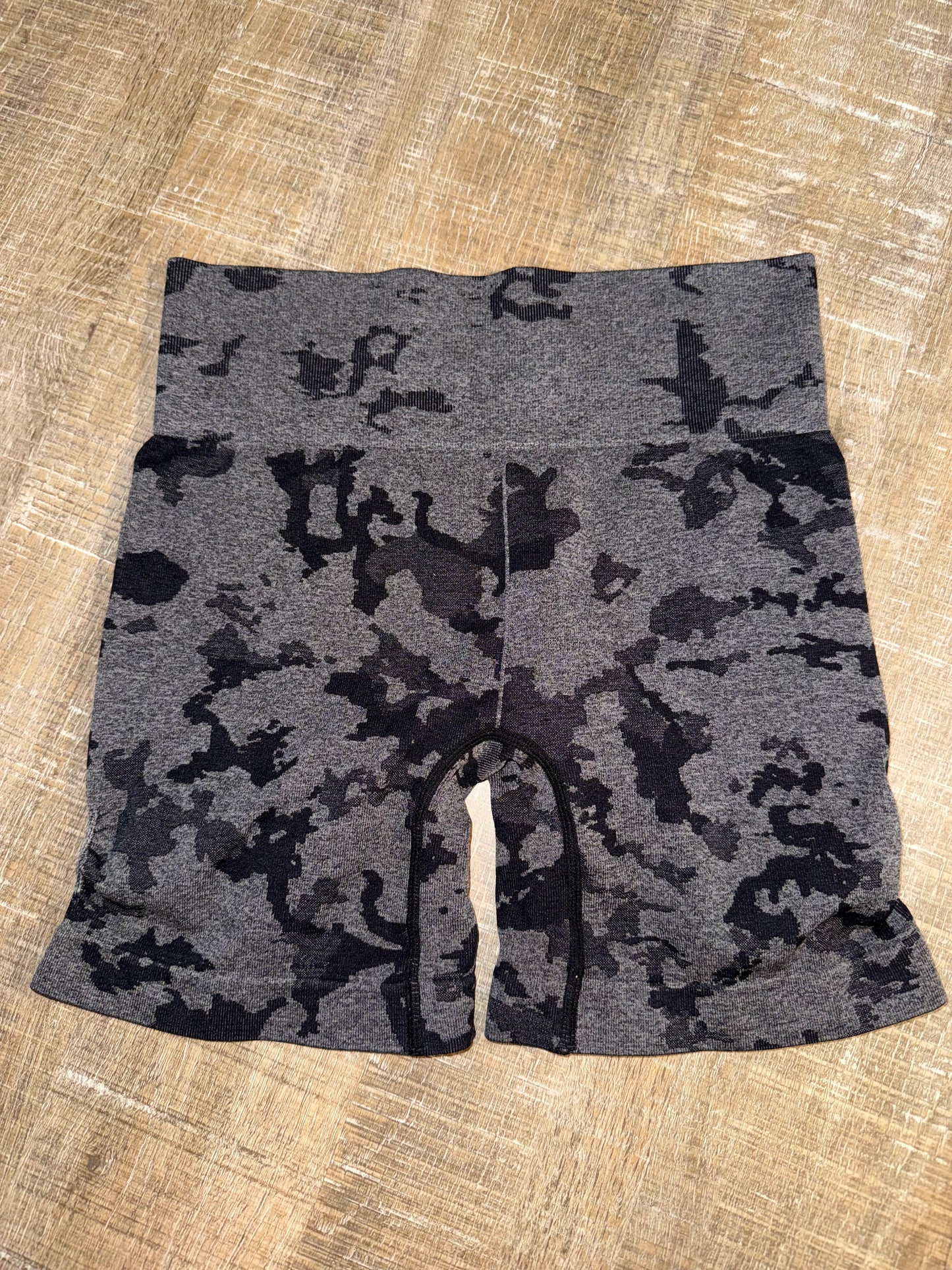 Black/Grey Camo Pattern Biker Shorts