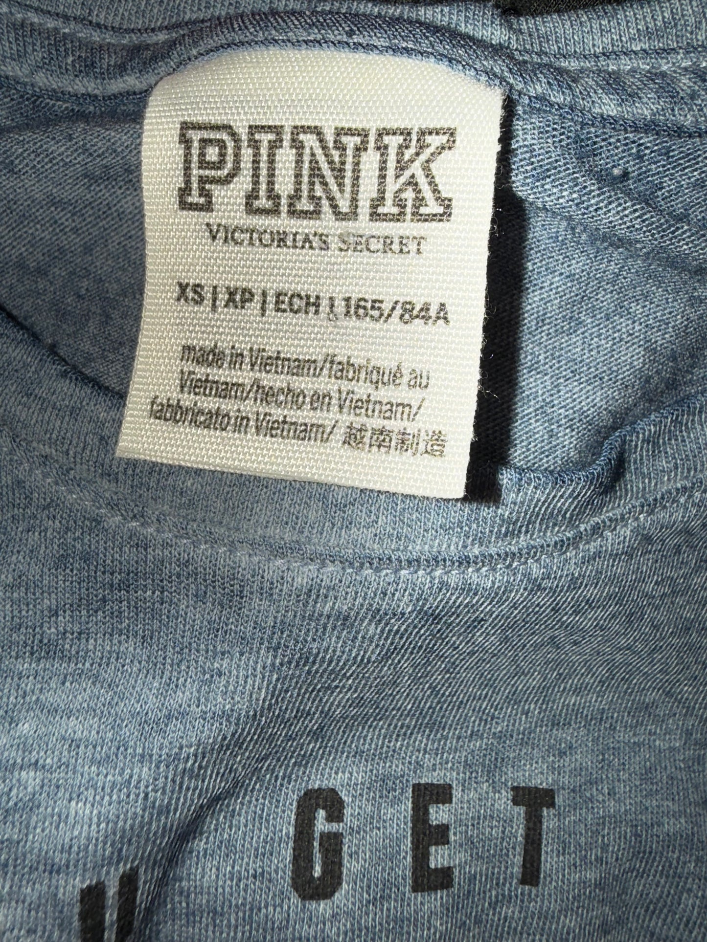 PINK Victoria's Secret (XS) Grey Cropped Tank Top 'You Get What You Sweat'