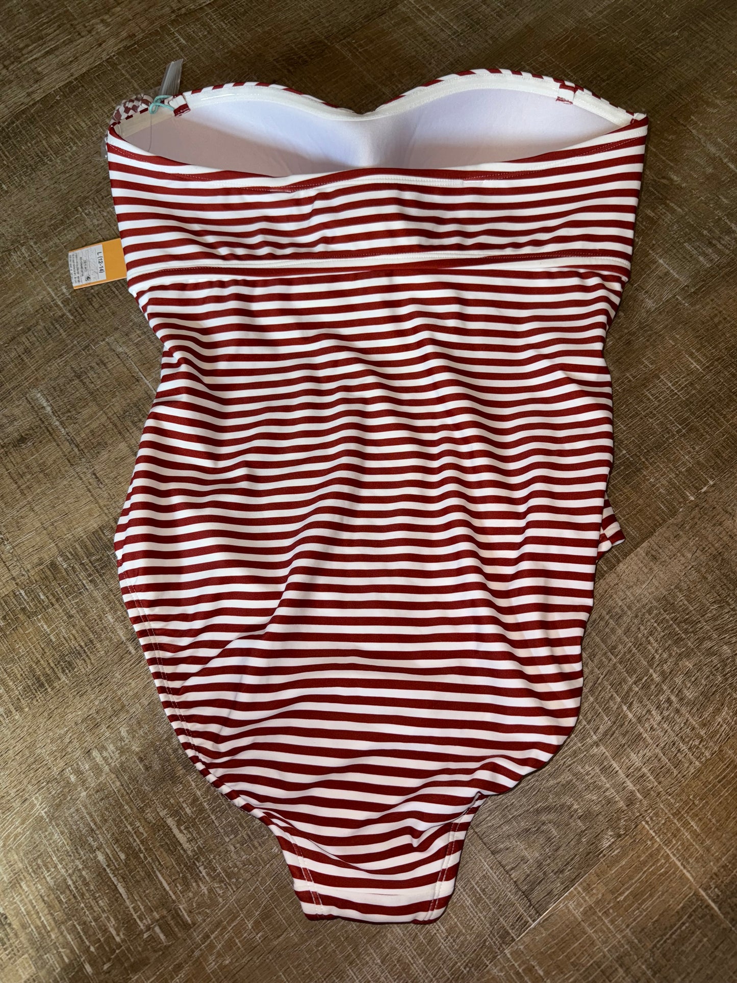NWT Kona Sol (Large) Brand New Brown/White Striped Strapless One Piece Swimsuit