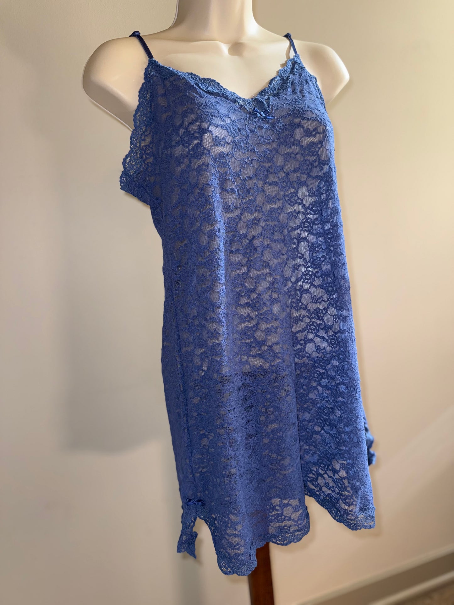 Victoria's Secret (Large) Blue Lace Chemise Slip