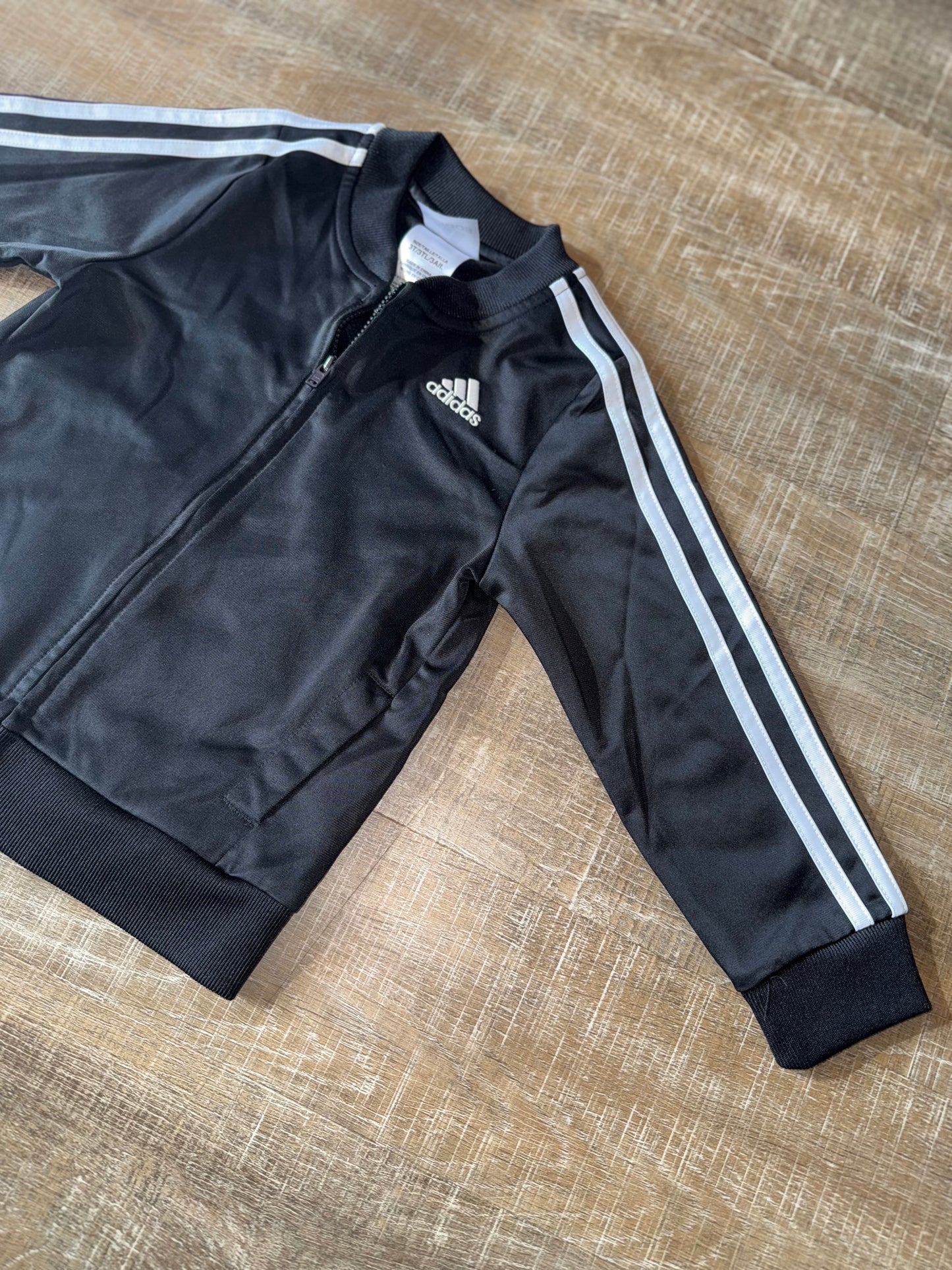 adidas (3T) Black Zip Up Jacket with Large Logo Back