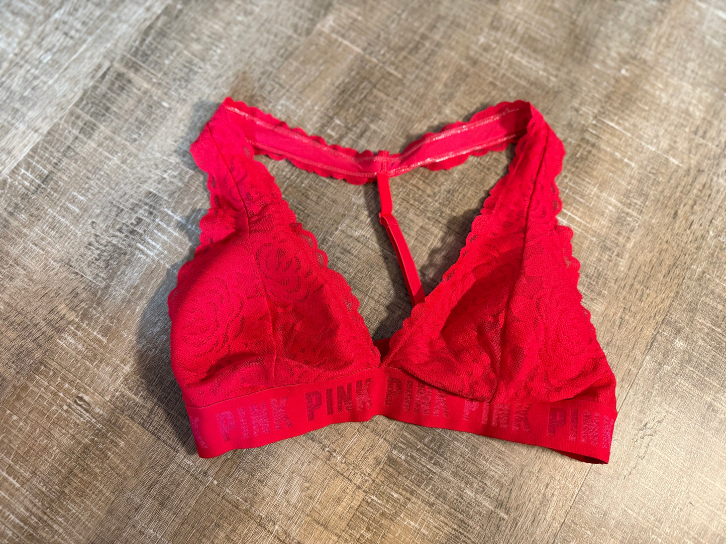 PINK Victoria's Secret (Large) Red Lace Bralette