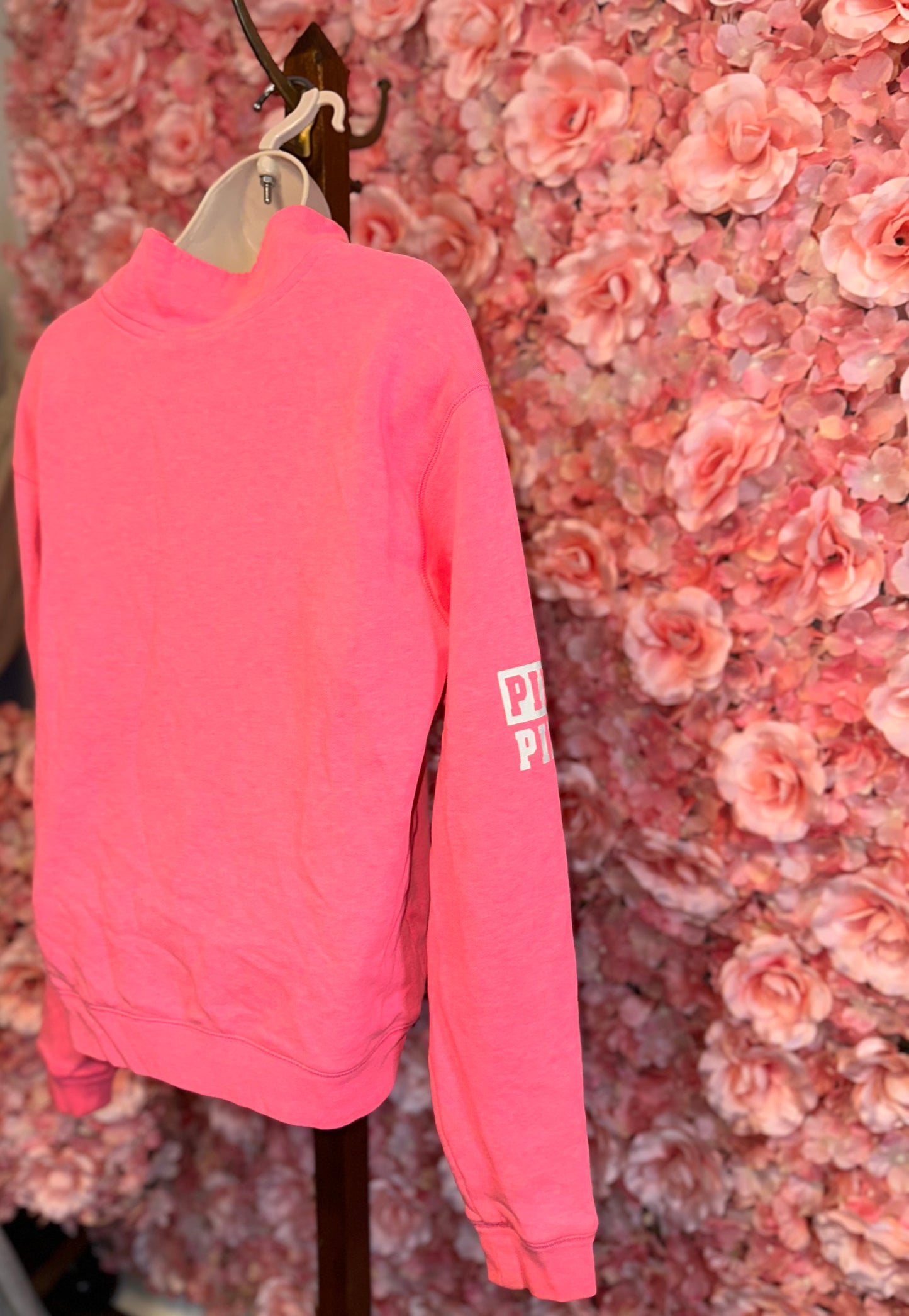 PINK Victoria's Secret (Small) Hot Pink Quarter Zip Up with 'PINK' Sleeves