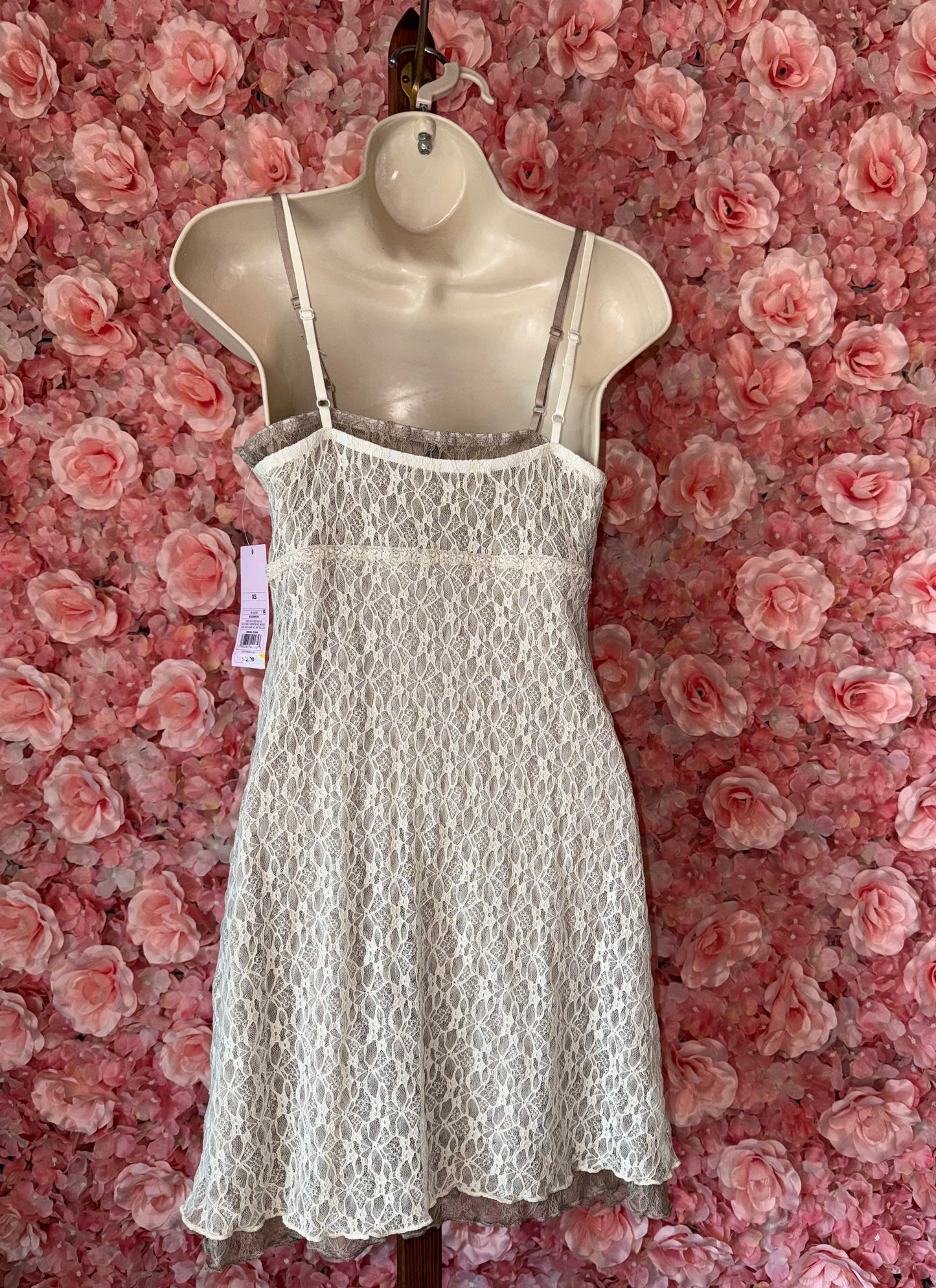NWT Wild Fable (XS) Brand New Cream/Tan Lace Layered Spaghetti Strap Dress