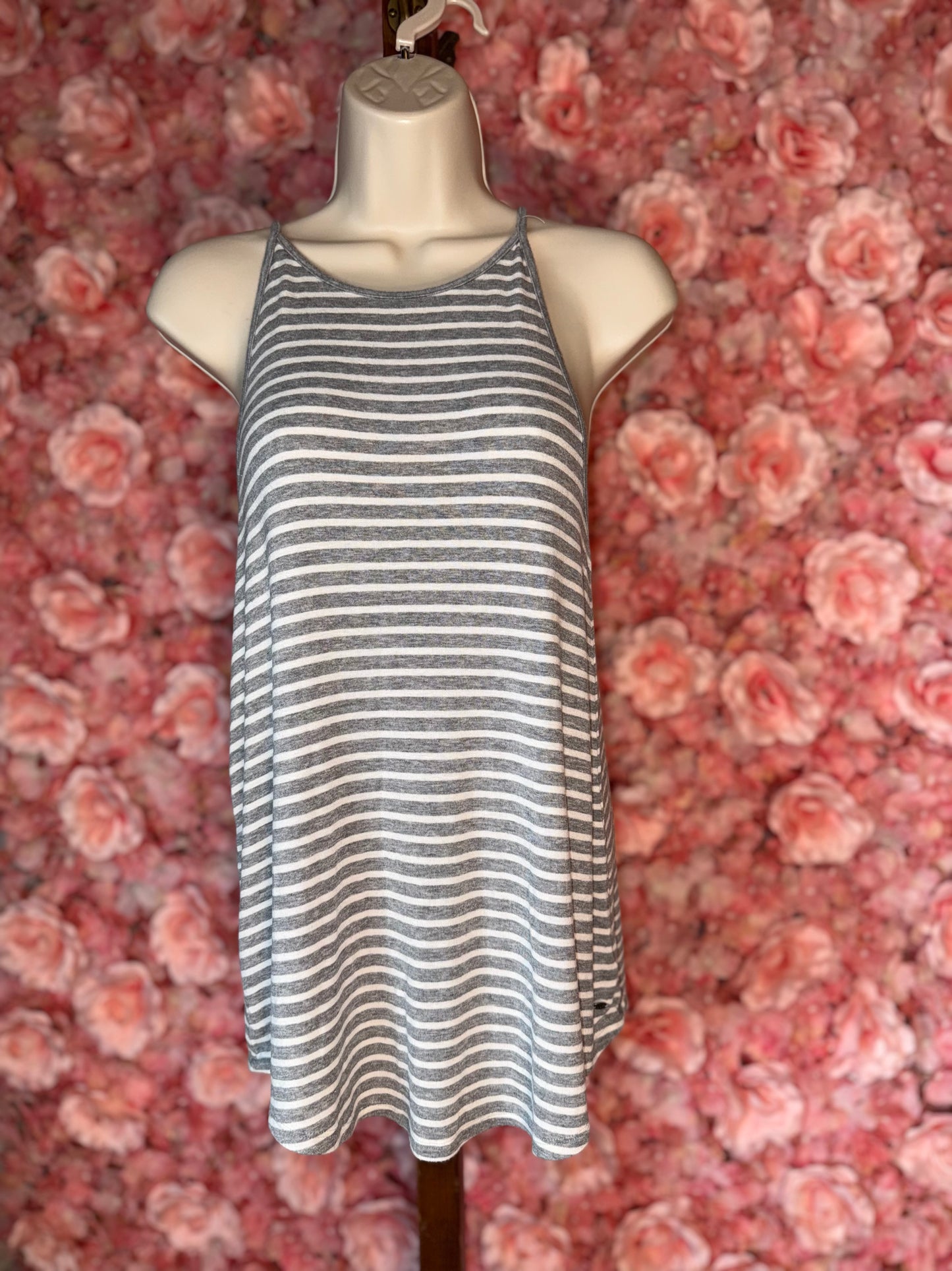 American Eagle (Medium) Grey/White Striped Soft & Sexy Tank Top