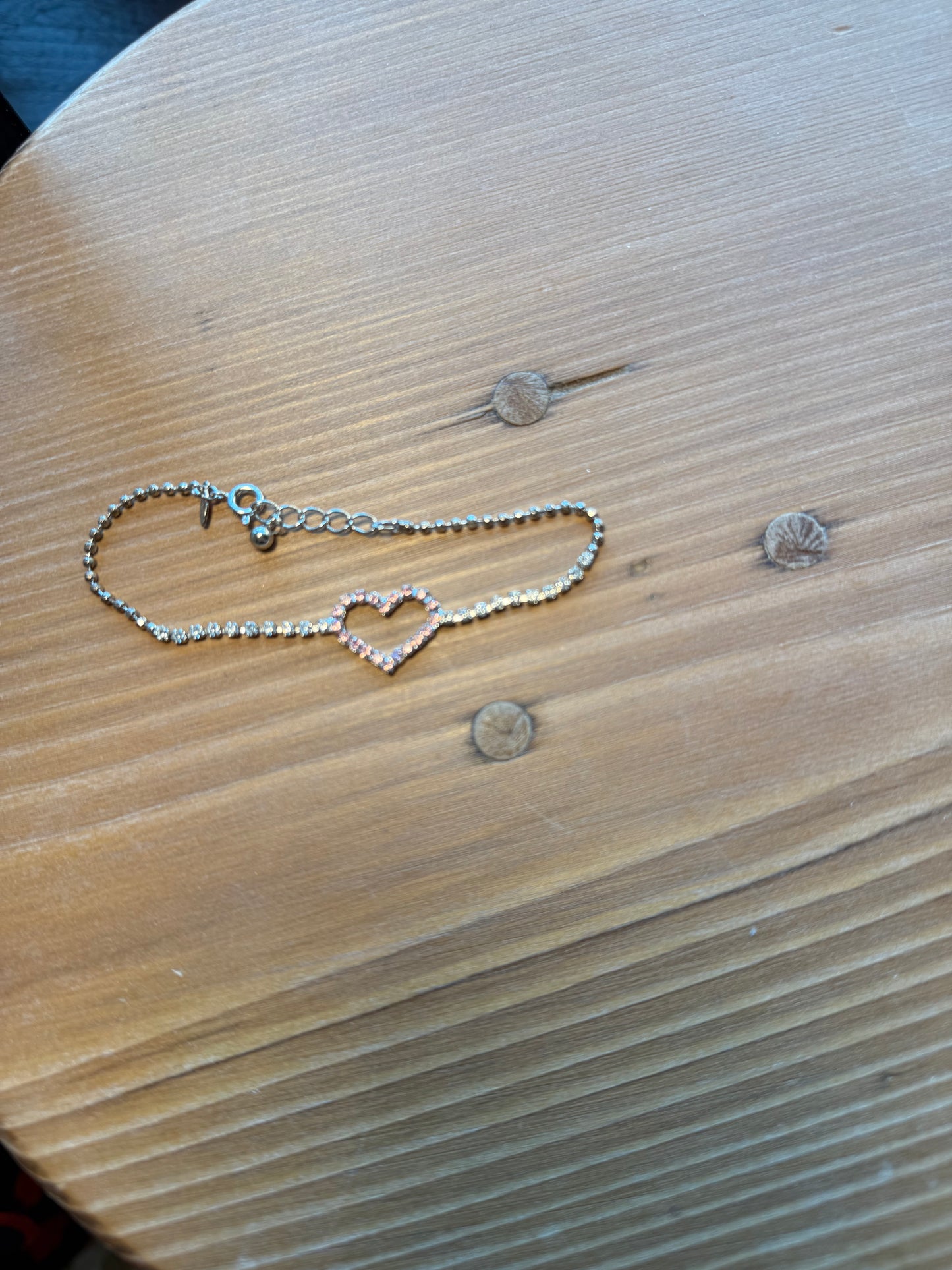 Avon Pink and Silver Diamond Heart Bracelet//Anklet