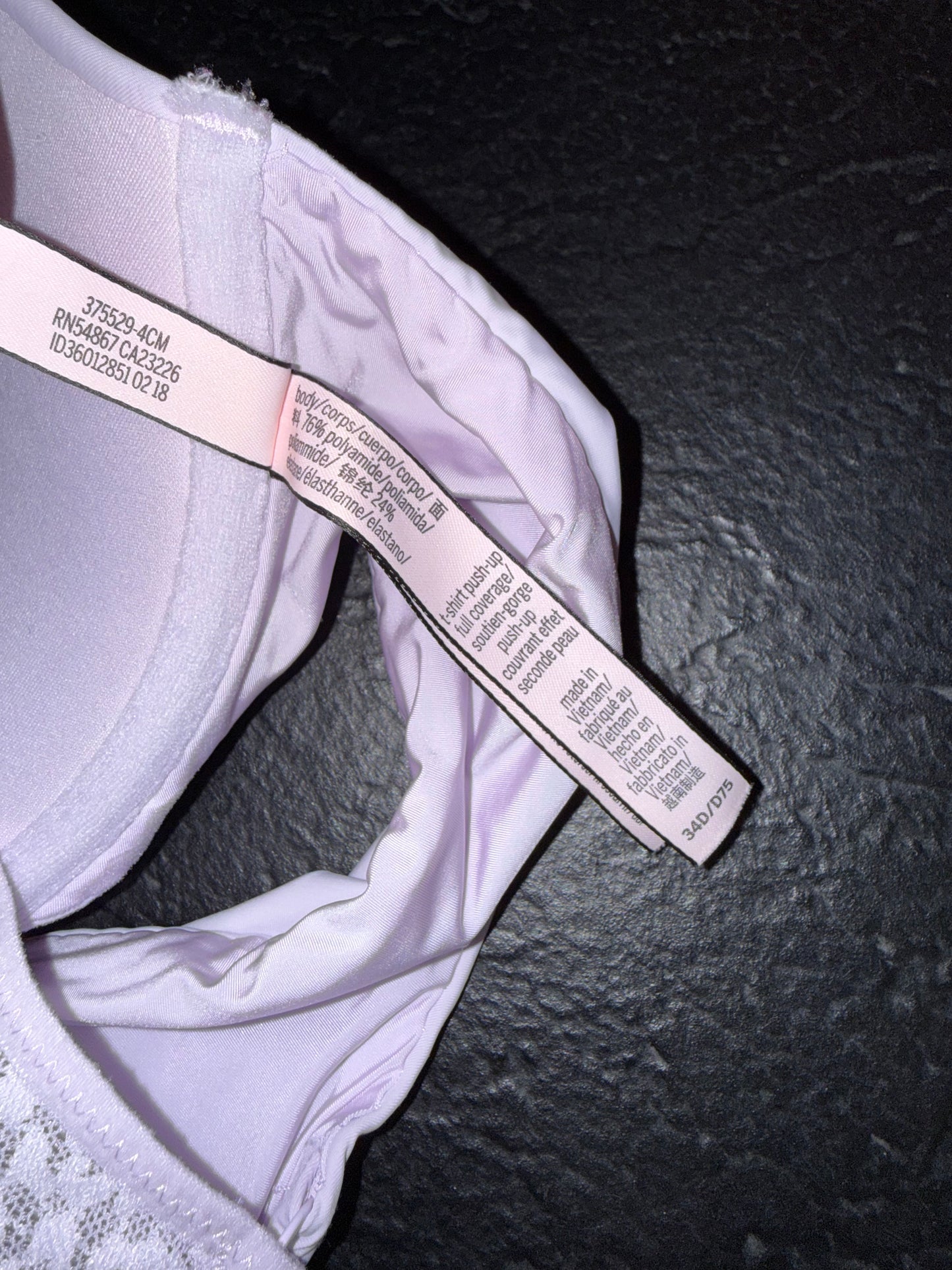 Victoria's Secret (34D) Purple T-Shirt Push Up Full Coverage Bra w Front Latch