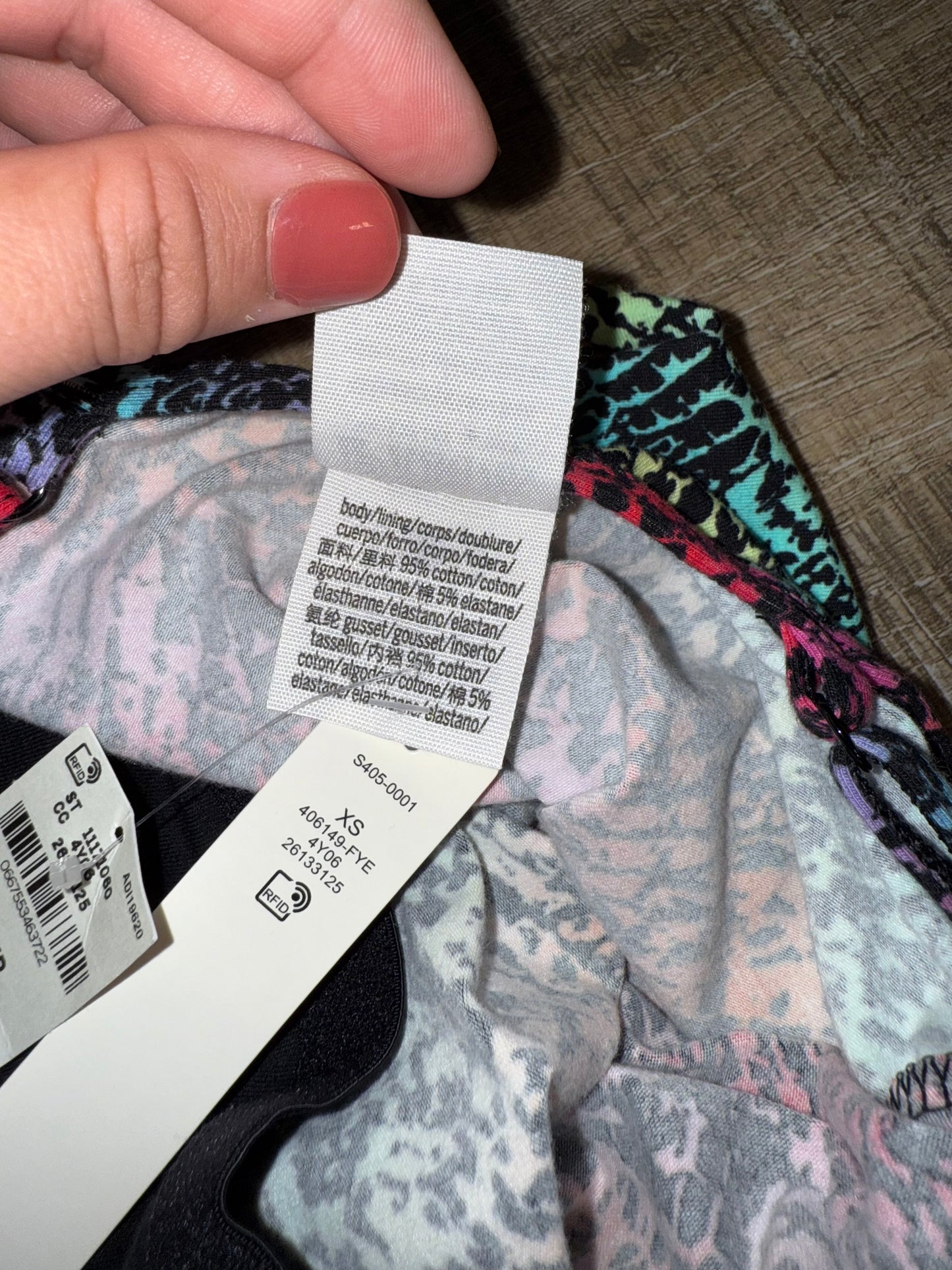NWT PINK Victoria's Secret (XS) Brand New Black Spec Rainbow Pattern Bodysuit