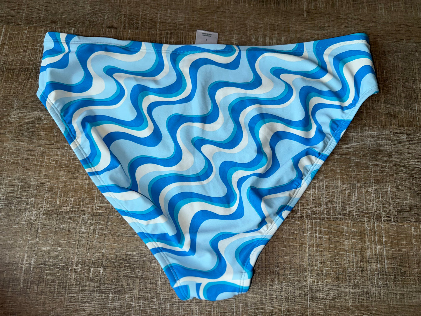 NWT Wild Fable (XL) Brand New Blue//White Swirl Low Rise Cheeky High Leg Swim