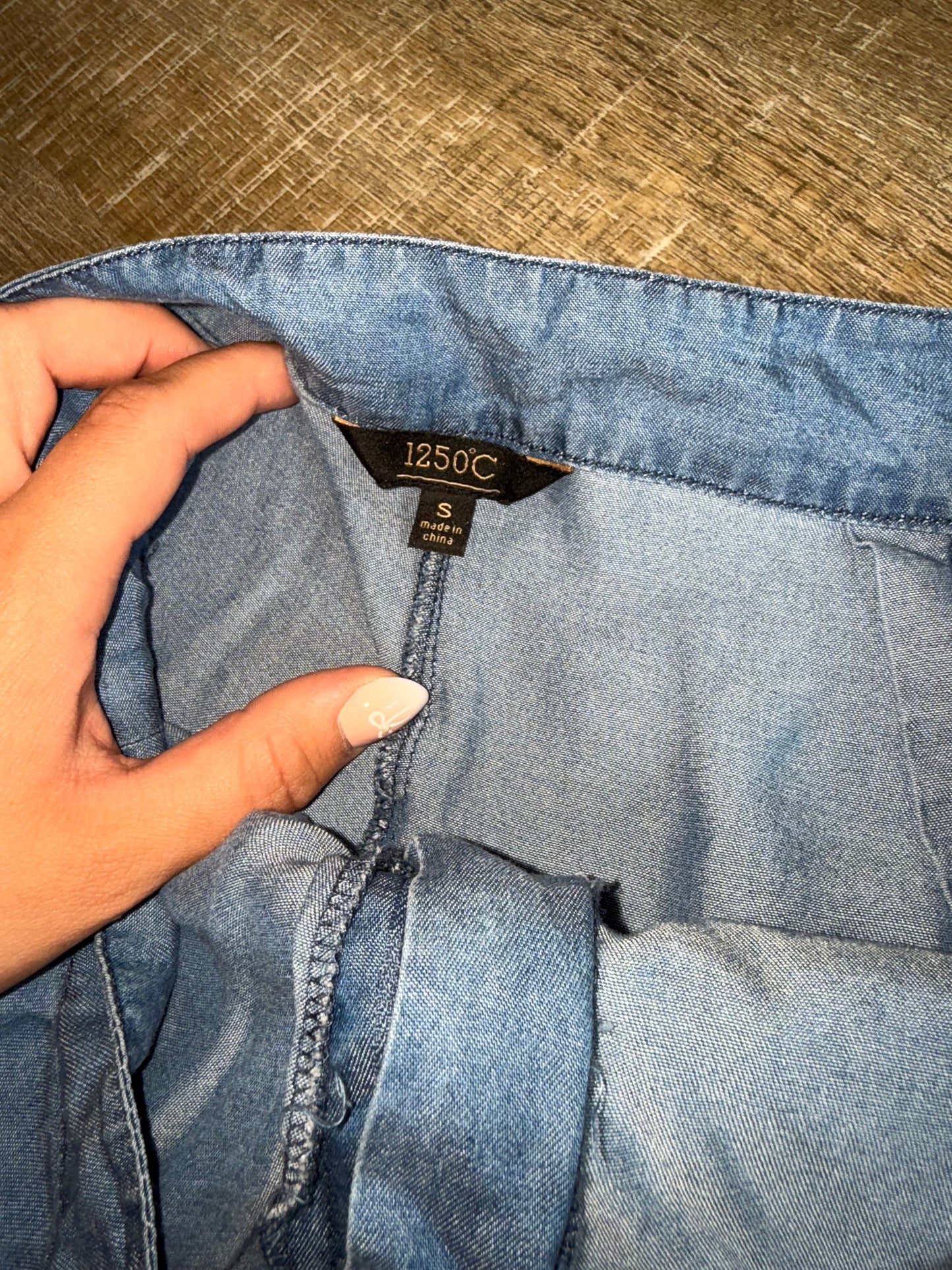 1250 Degree (Small) Blue Lightweight Shorts with Frayed Bottoms