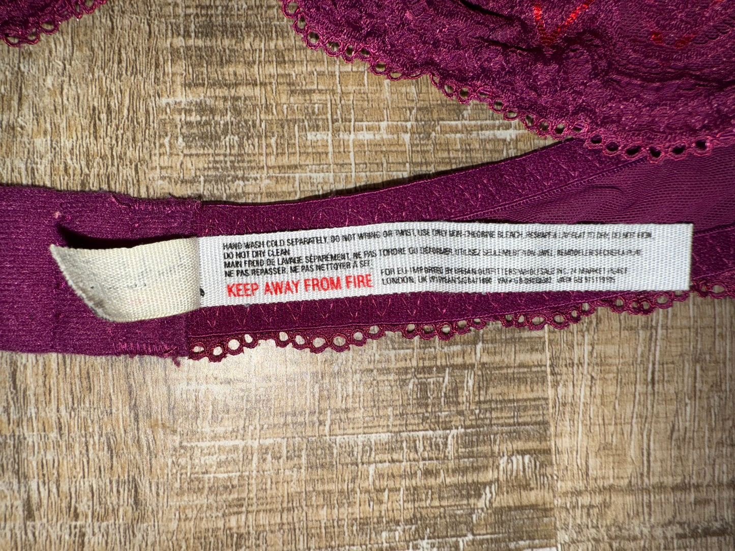 Free People (Medium) Maroon Lace Bralette