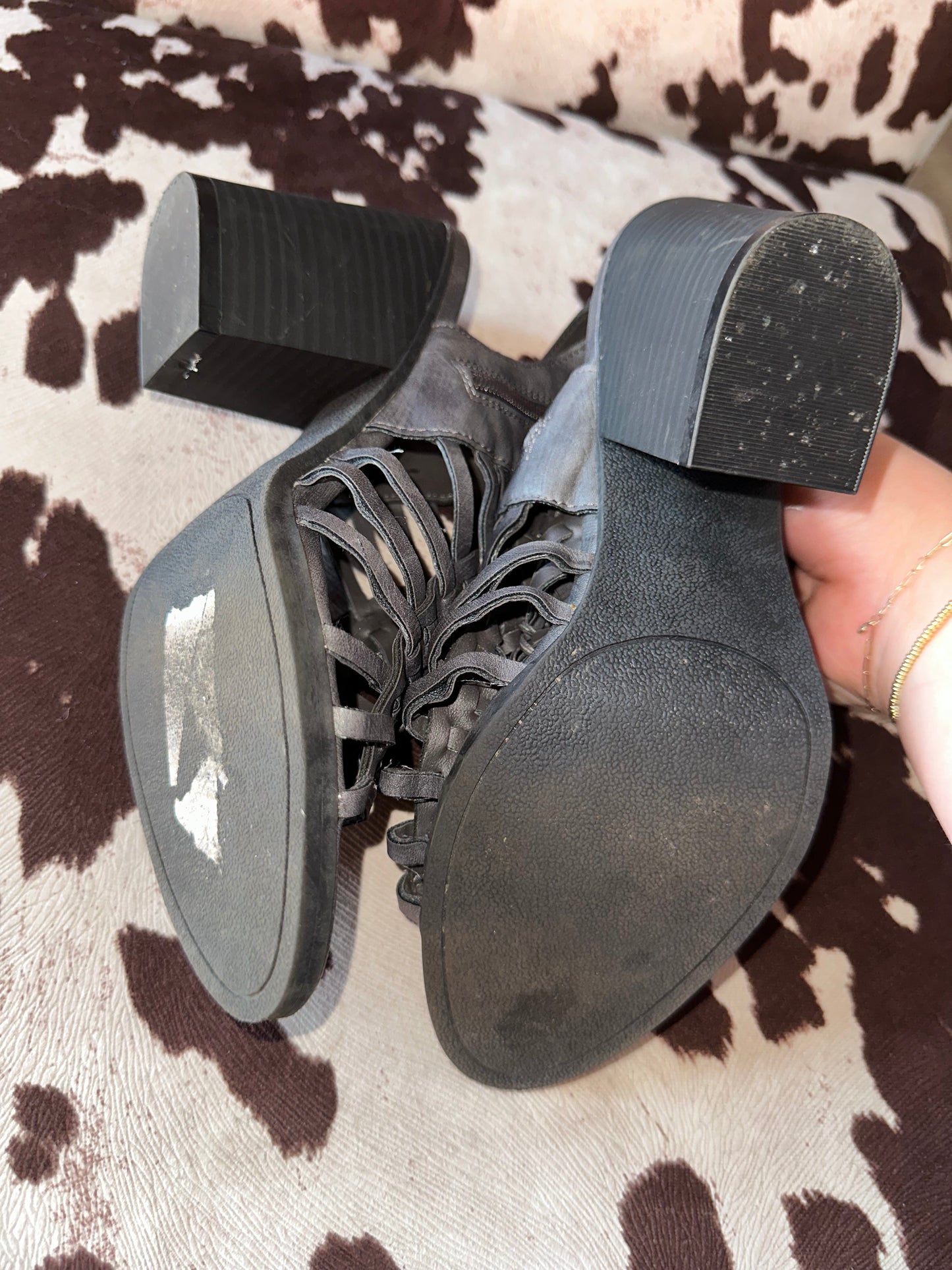 Maurices (8 1/2) Grey Strappy Open Toe Heels