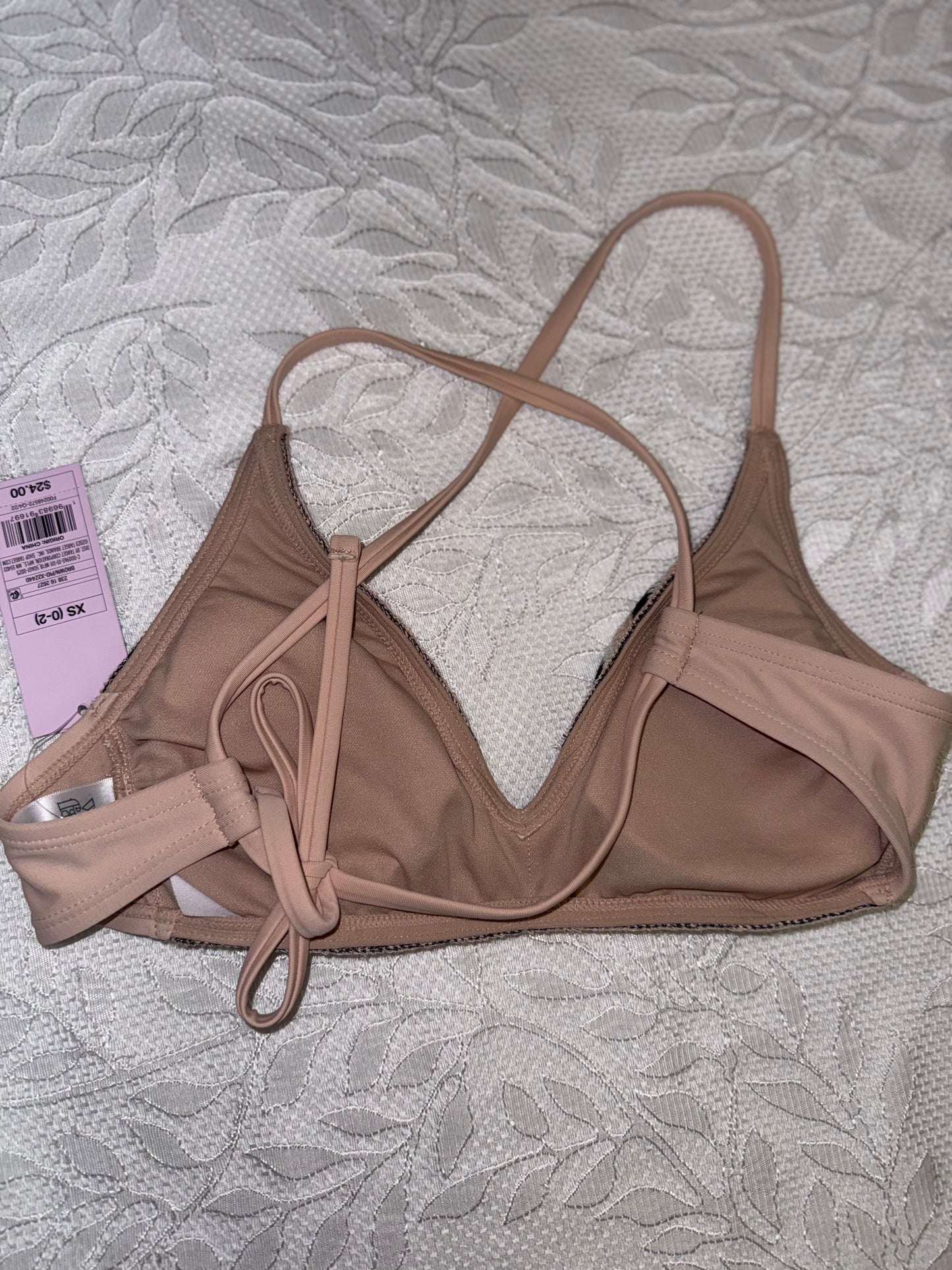 NWT Wild Fable (XS) Brand New Neutral Striped Knit Bikini Top