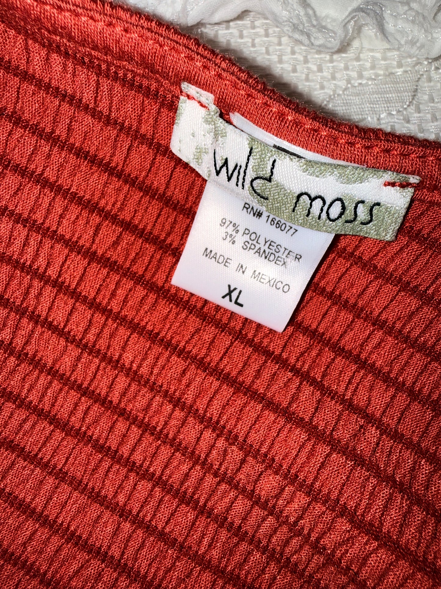 Wild Moss (XL) Burnt Orange Scrunched Tied V-Neck Crop Top