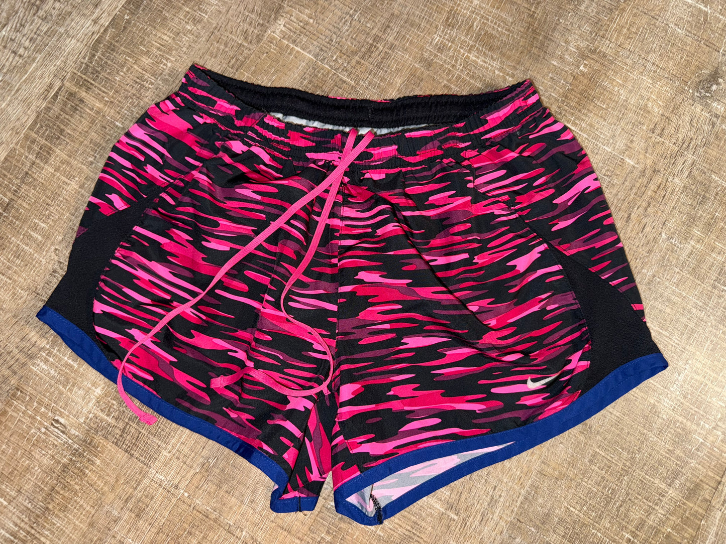 Nike (Small) Pink/Black Pattern Sporty Shorts with Built in Undies