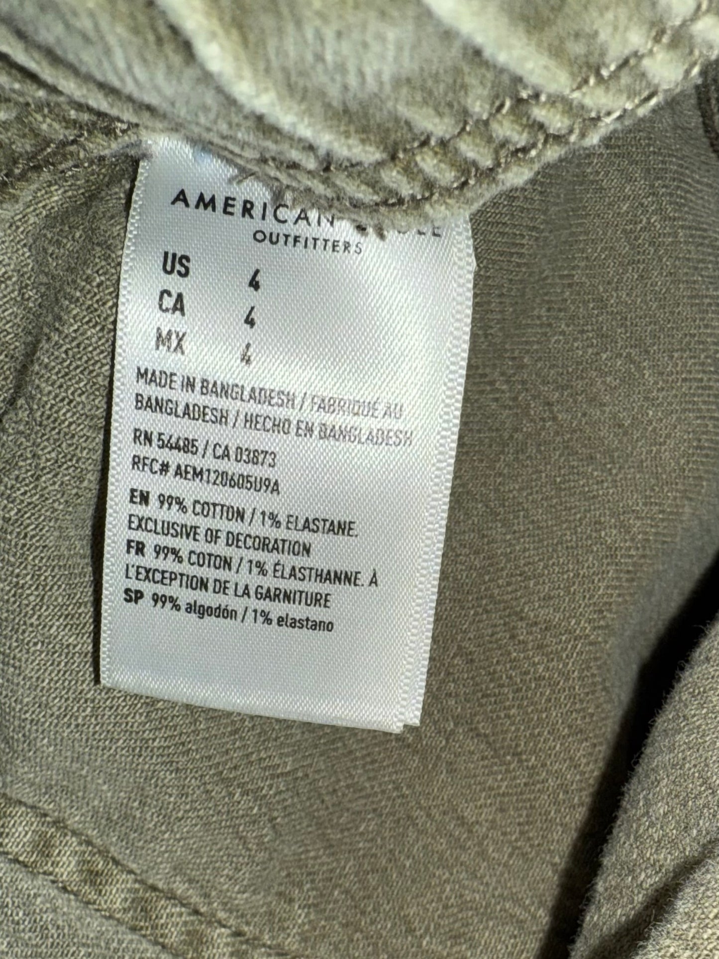 American Eagle (4) Green Stretchy Drawstring Waist Denim Jean Shorts