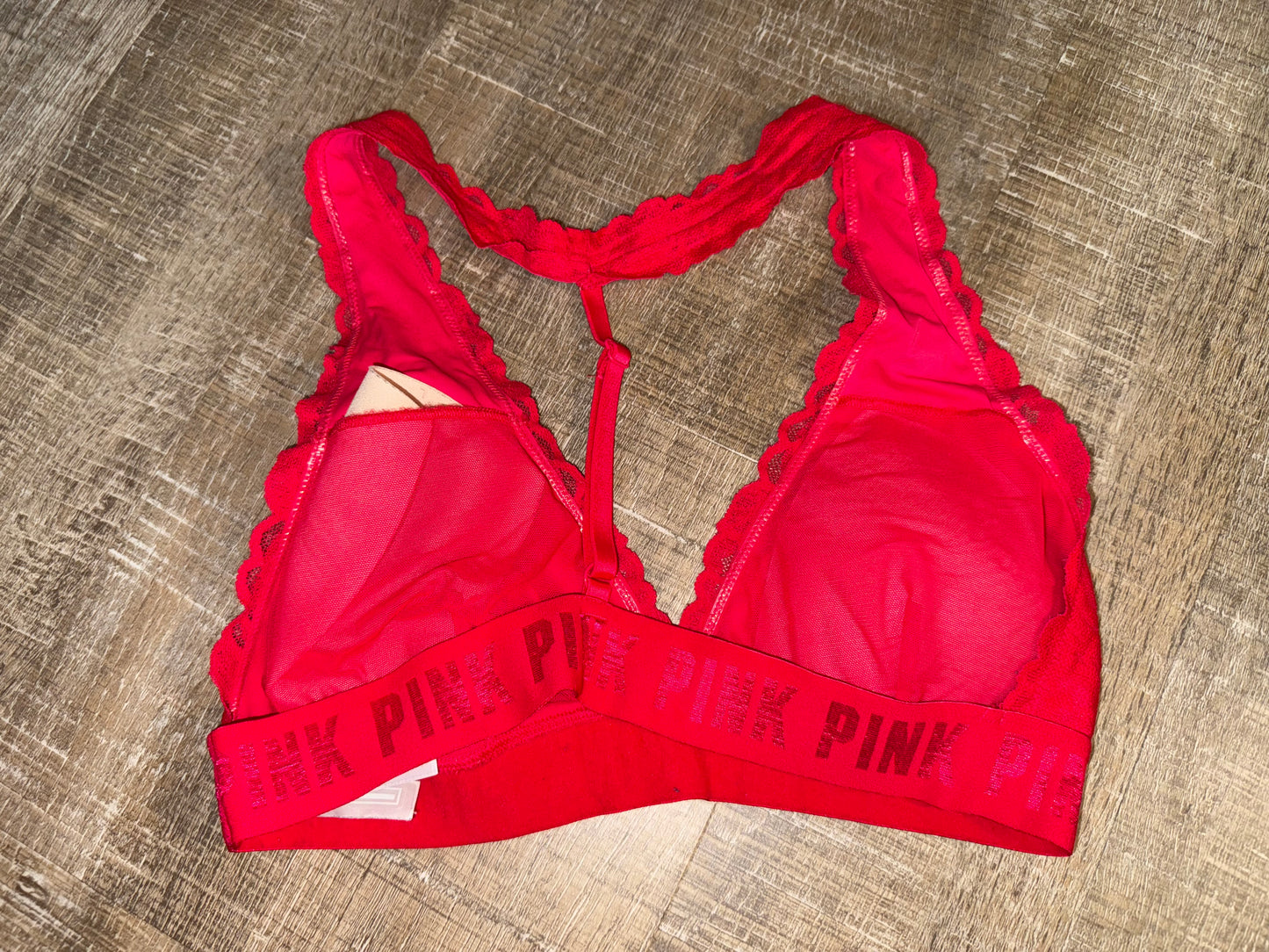 PINK Victoria's Secret (Large) Red Lace Bralette