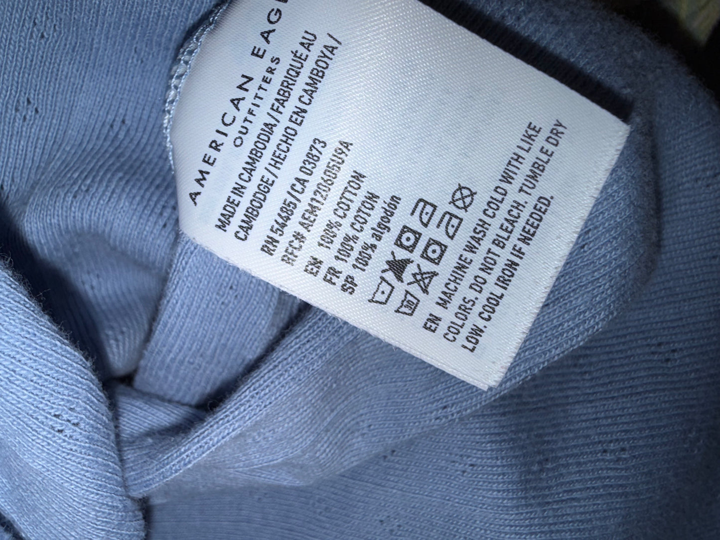American Eagle (Medium) Blue Ribbed Cropped Tank