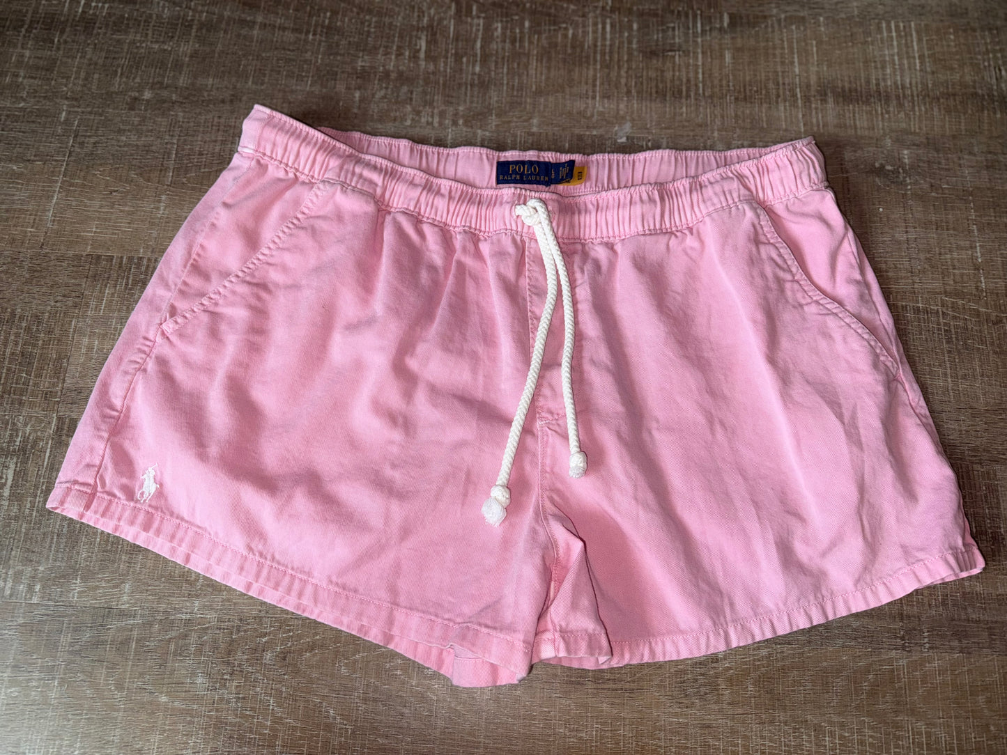 Polo Ralph Lauren (Large) Womens Pink Pony Logo Drawstring Shorts w Pockets